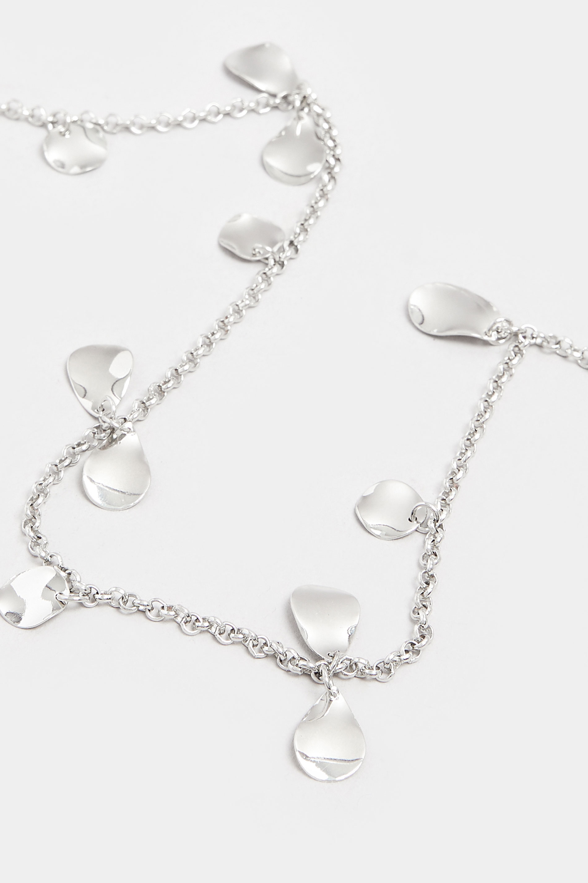 Silver Tone Textured Disc Long Necklace | Yours Clothing 2