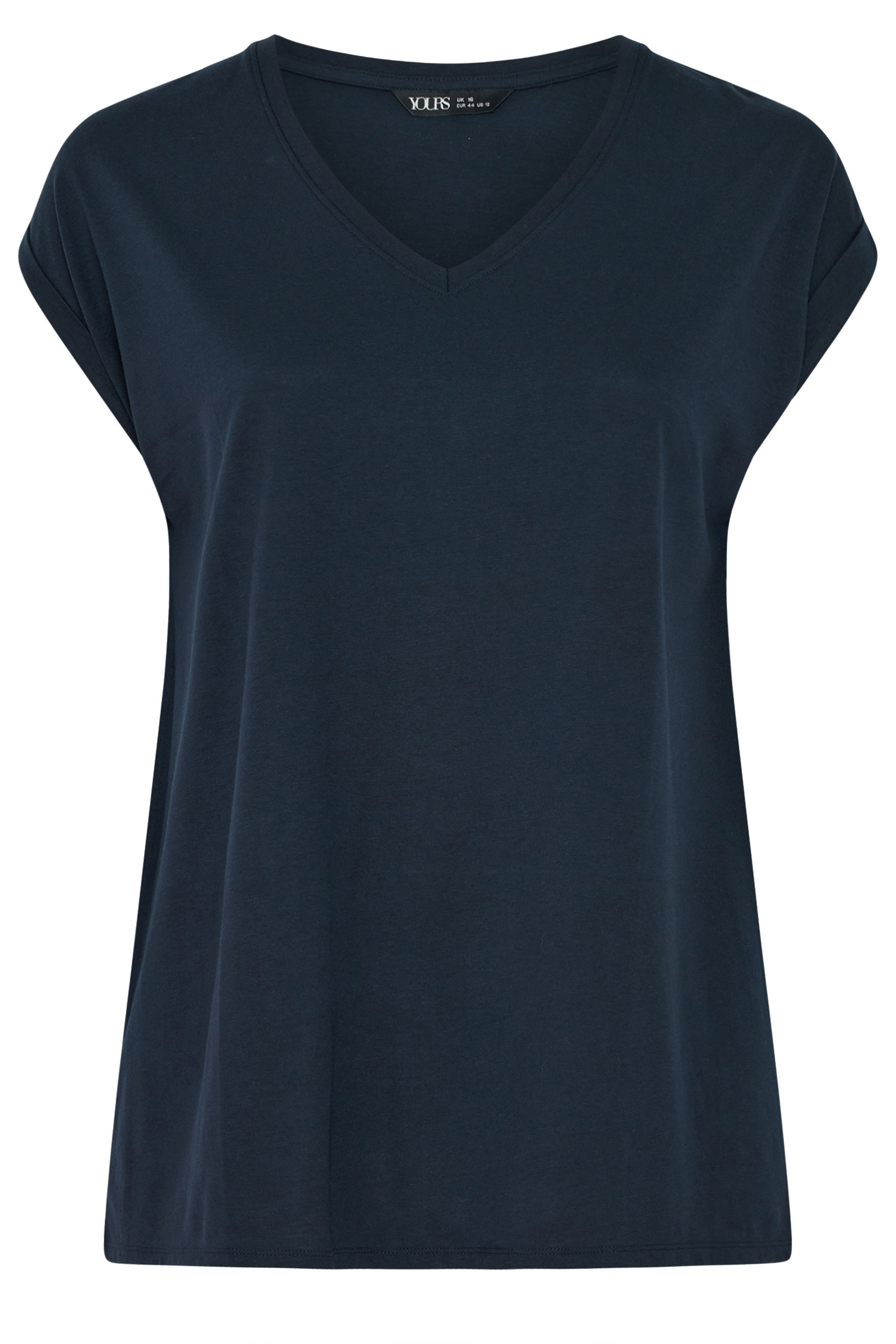 YOURS Plus Size Navy Blue V-Neck Basic T-Shirt | Yours Clothing 5