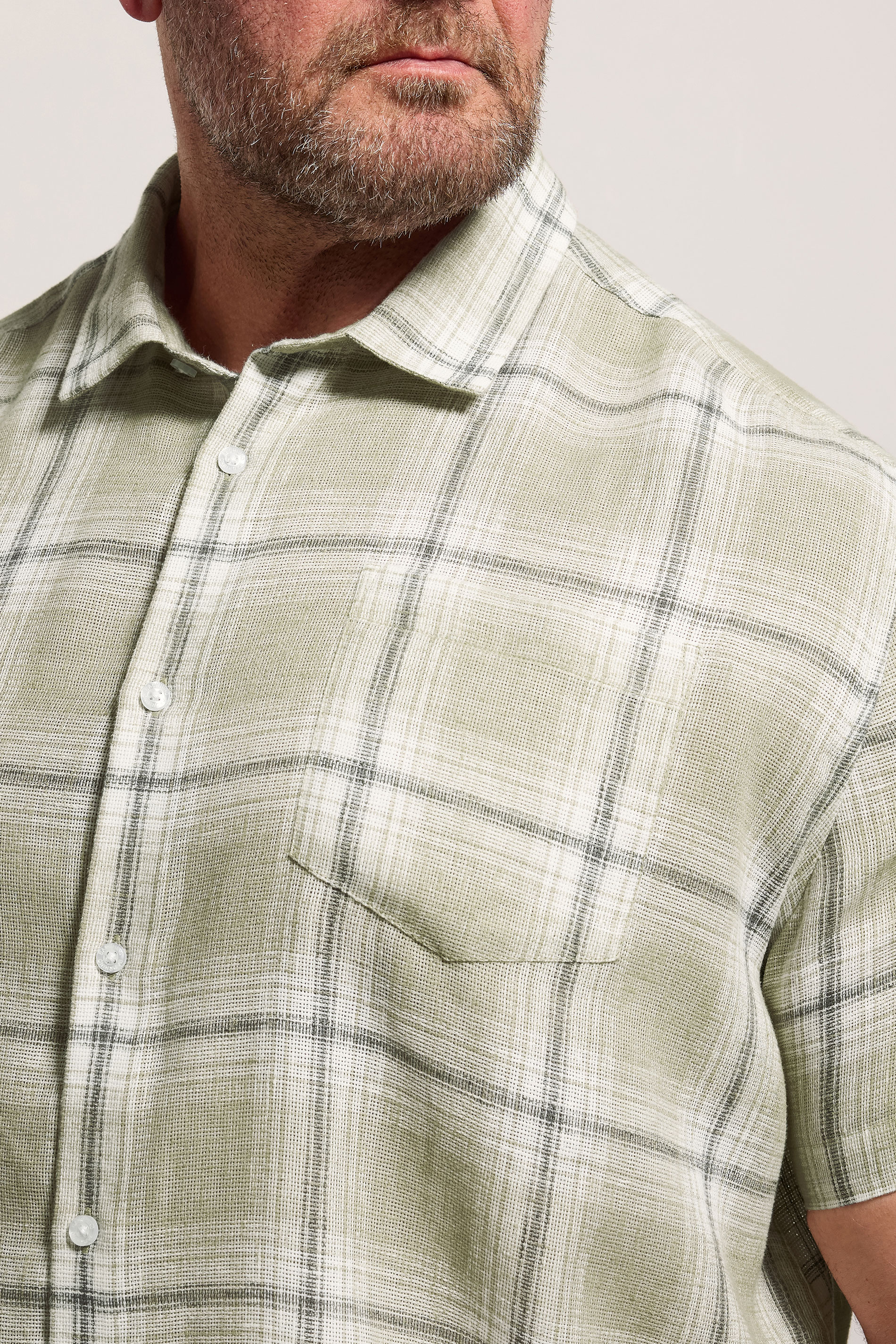 BadRhino Big & Tall Green Textured Check Print Shirt | BadRhino 4