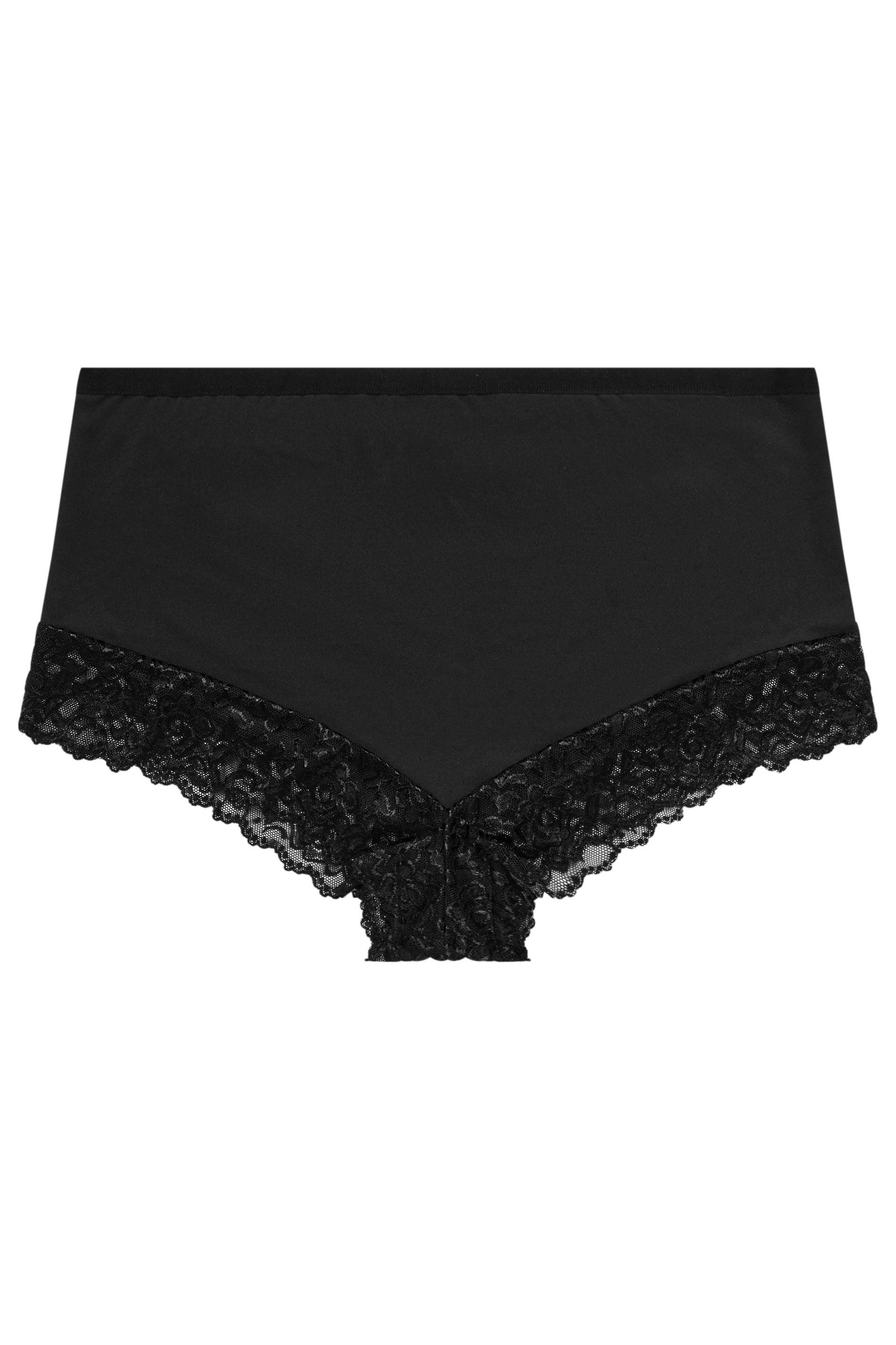 YOURSET 3 PACK Plus Size Black Lace Trim Briefs | Yours Clothing  7
