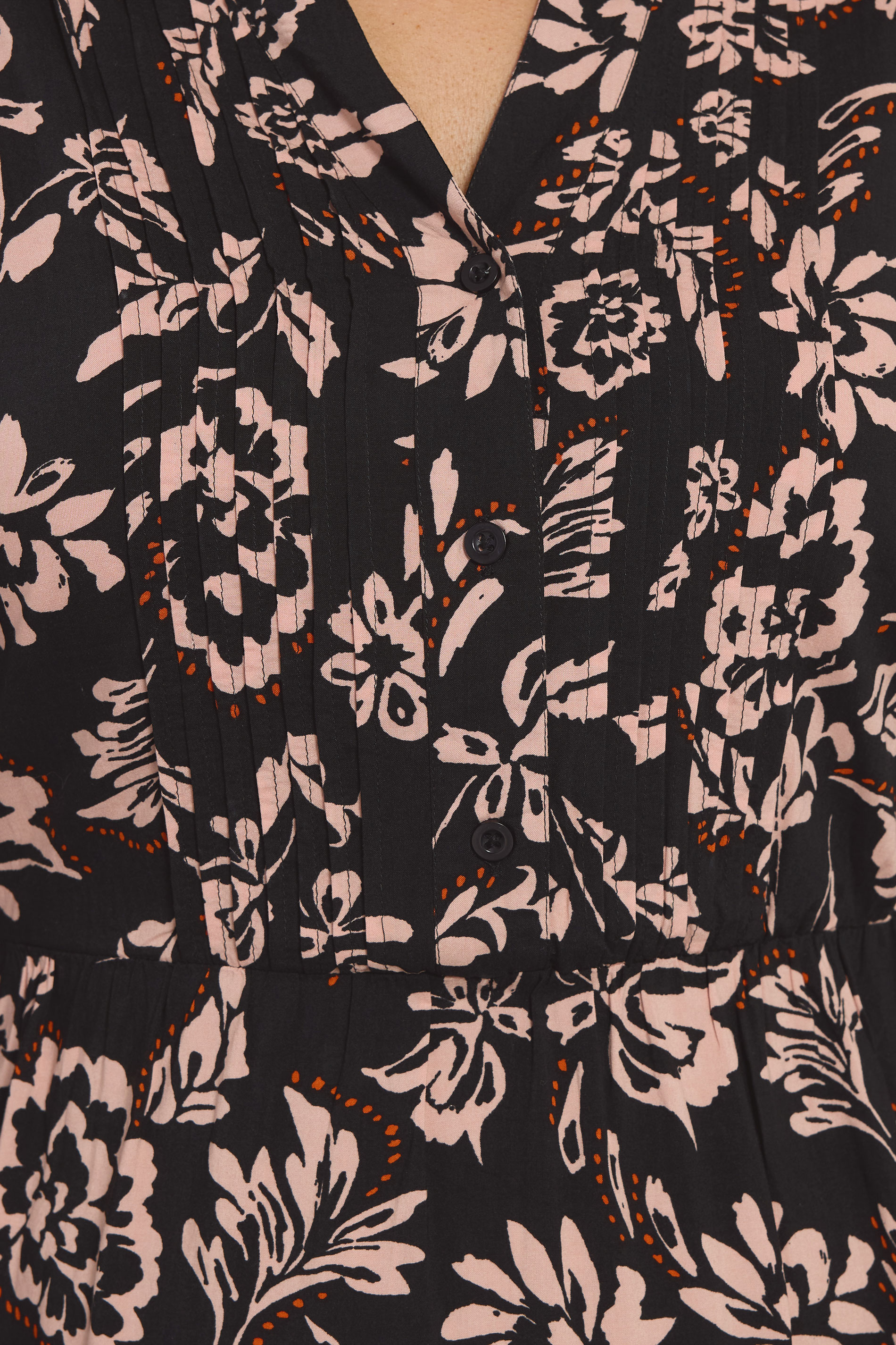 EVANS Plus Size Black Floral Pintuck Modal Dress | Evans 4