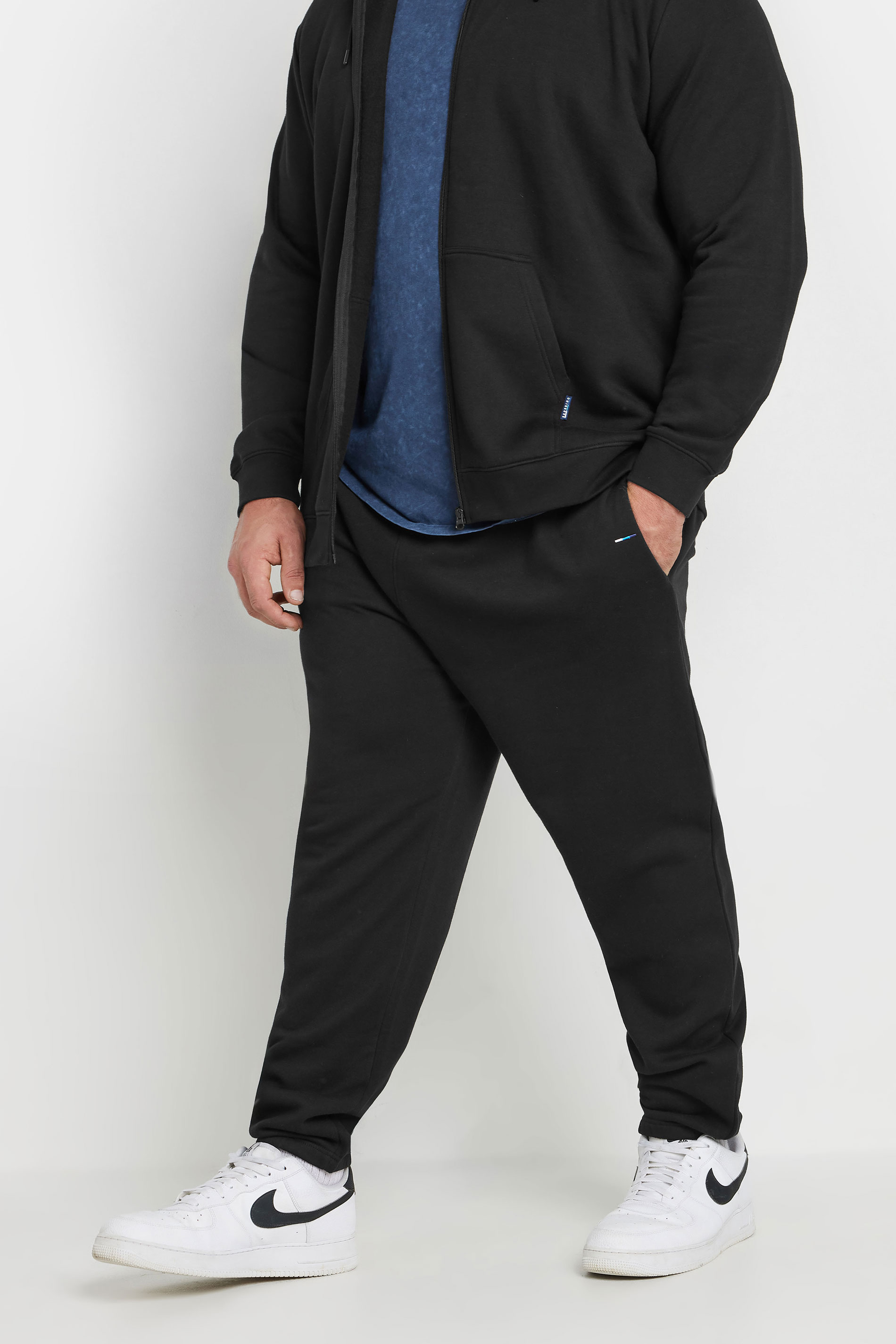 BadRhino Big & Tall Black Zip Through Hoodie & Jogger Set | BadRhino 2