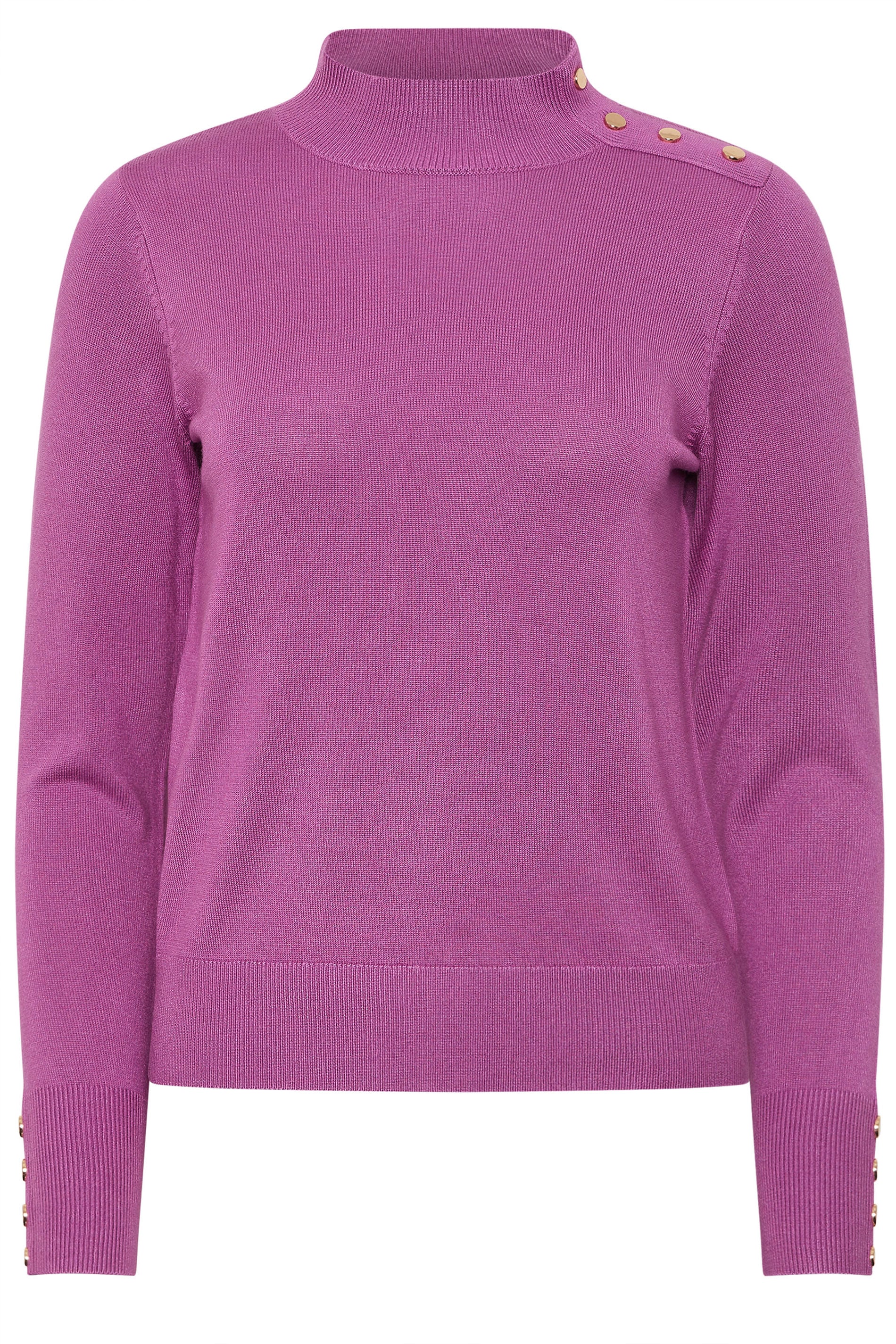 M&Co Petite Purple Button Detail Turtle Neck Jumper | M&Co 5