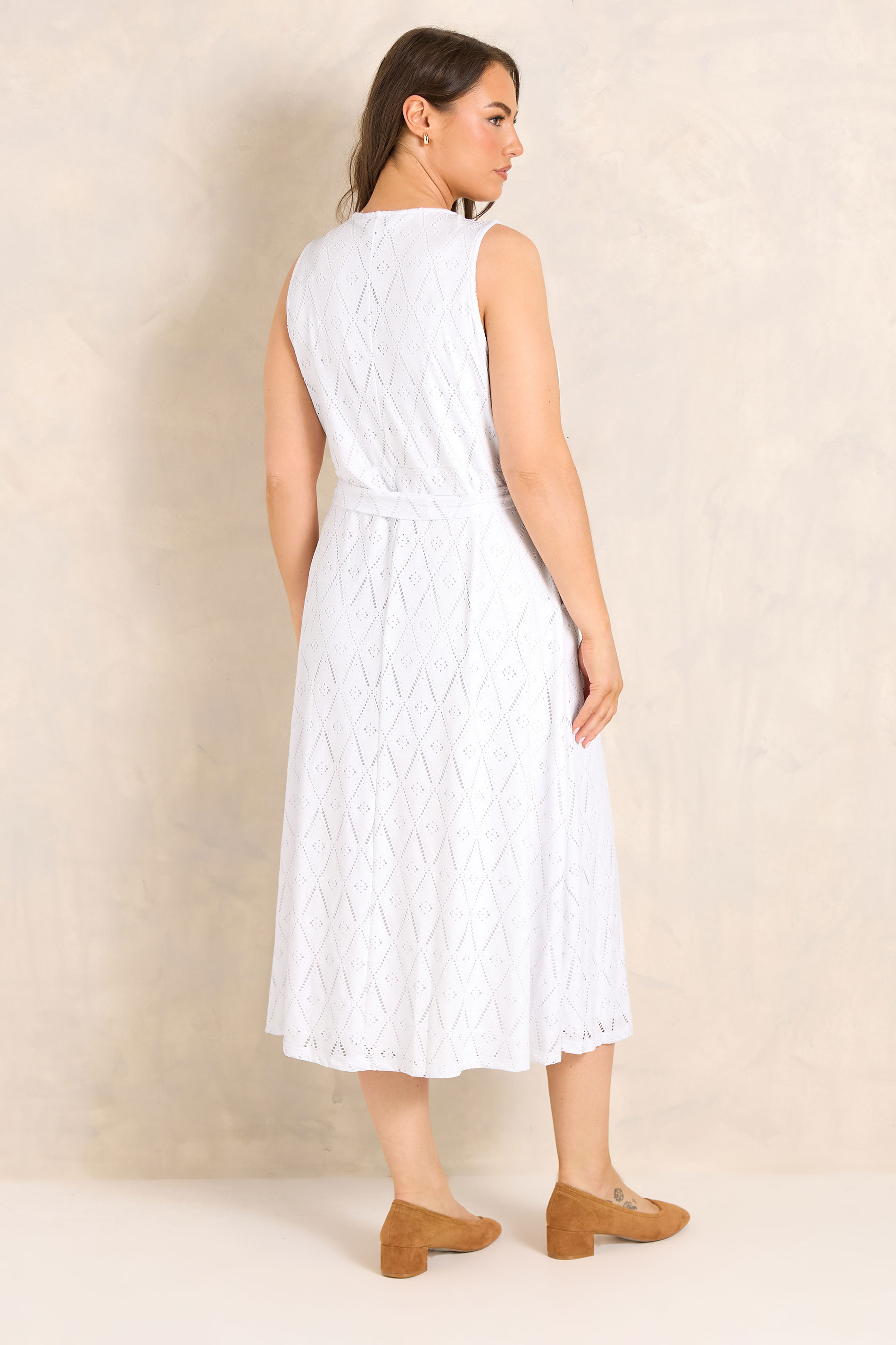 EVANS Plus Size White Broderie Wrap Midi Dress | Evans 2