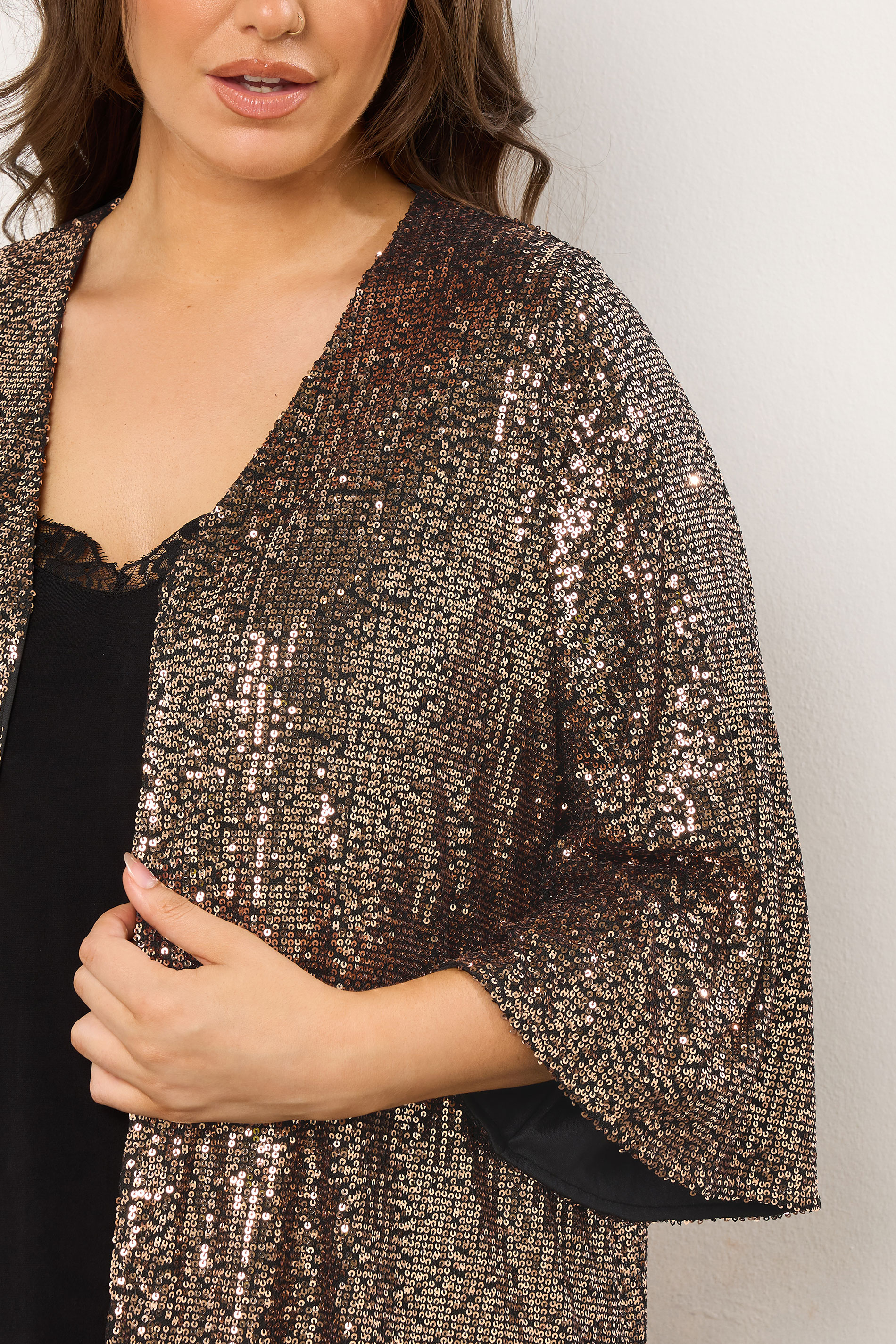 EVANS Plus Size Gold Sequin Embellished Kimono | Evans  5