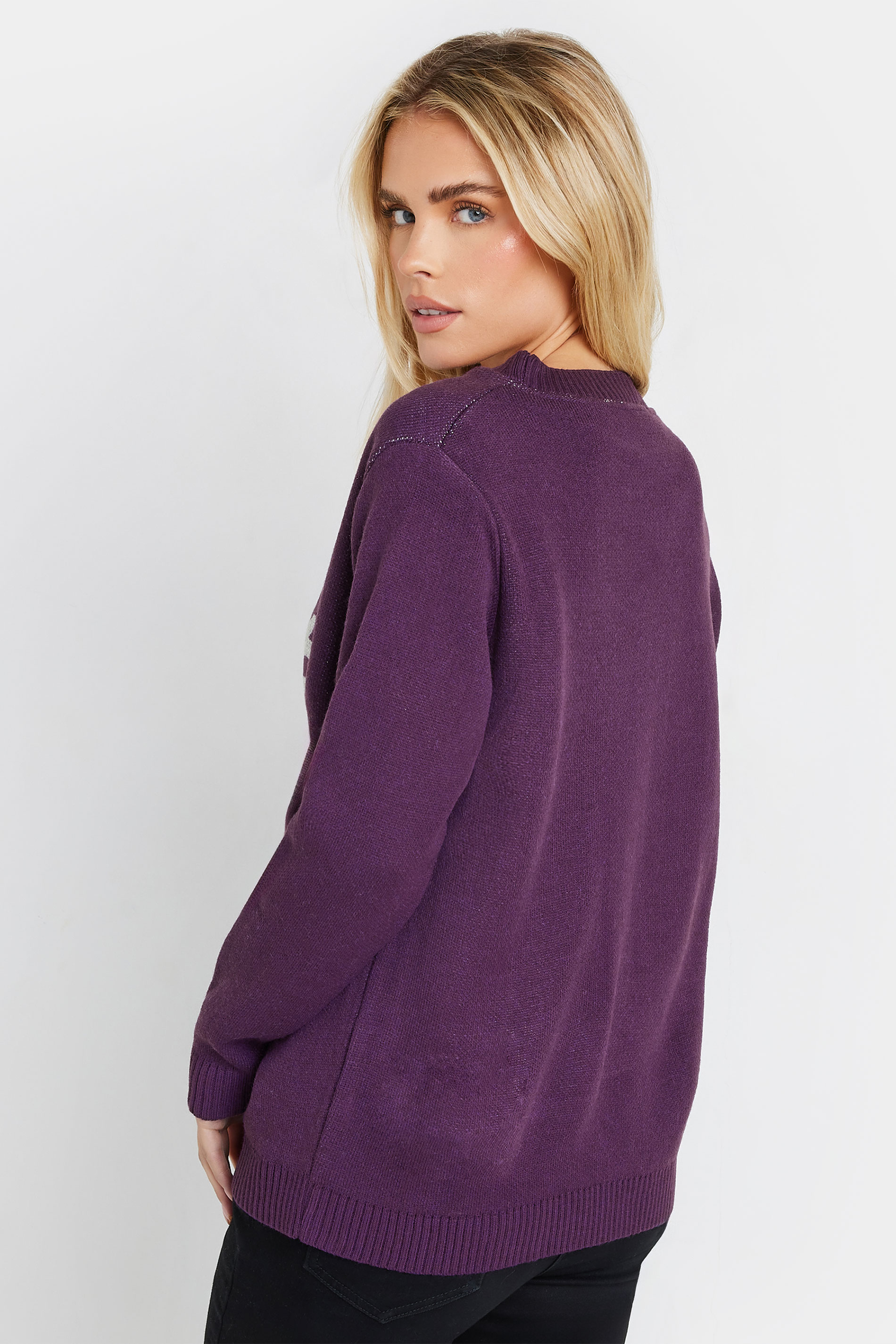 M&Co Petite Dark Purple Snowflake Christmas Jumper | M&Co  4