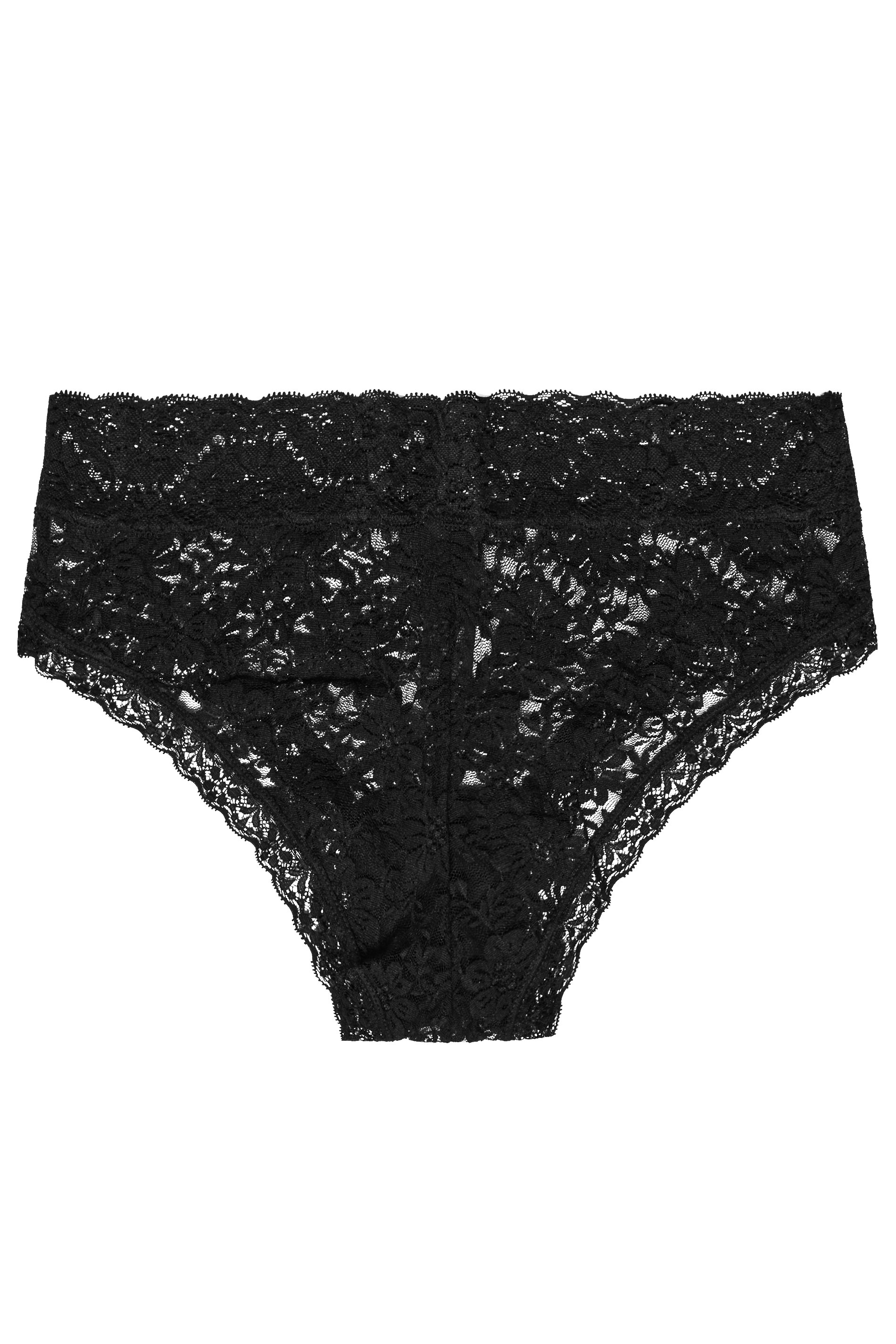 YOURS 3 PACK Curve Black Lace Brazilian Briefs | Yours Clothing  7