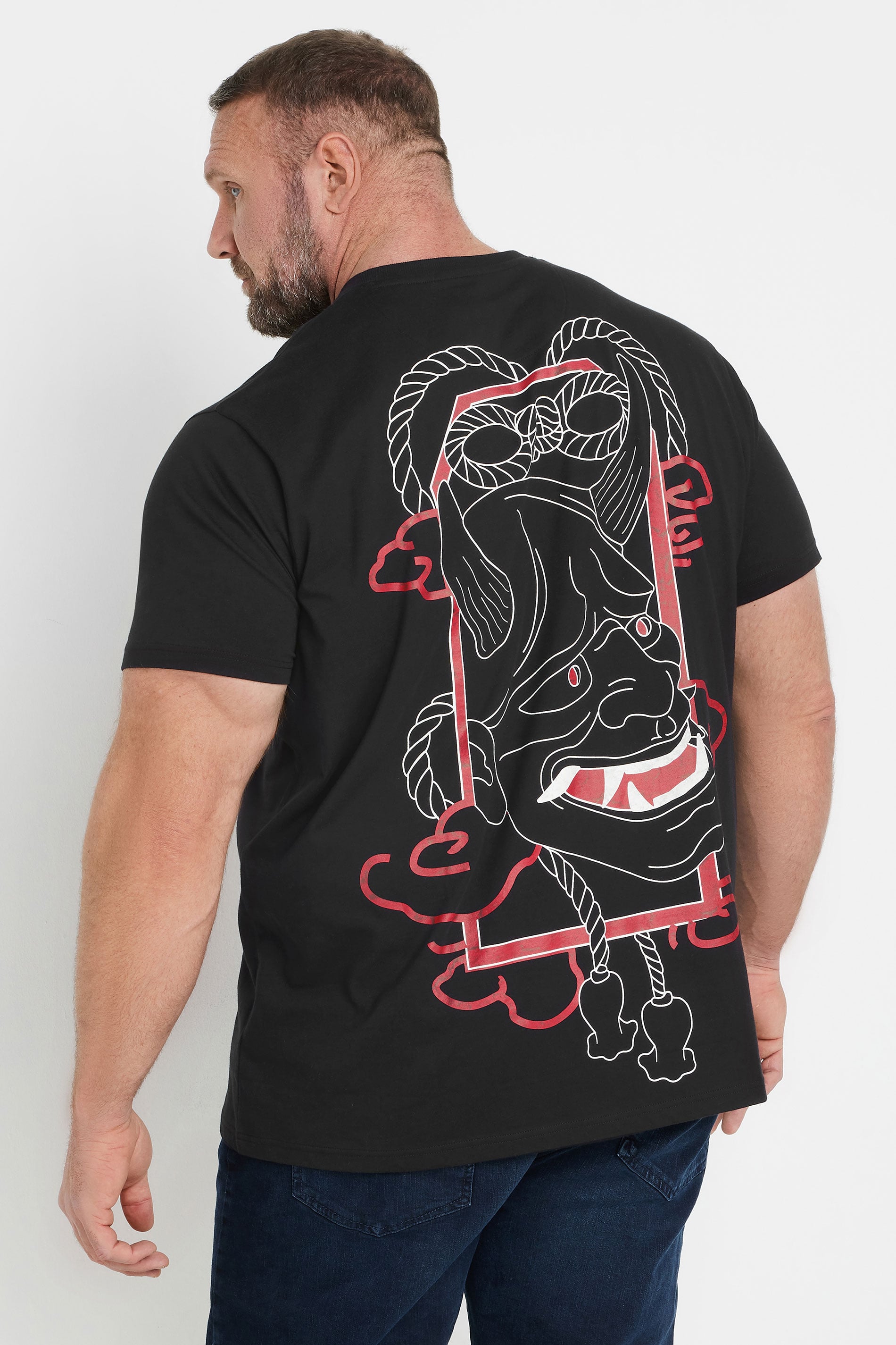 BadRhino Big & Tall Black Japanese Print T-Shirt  2