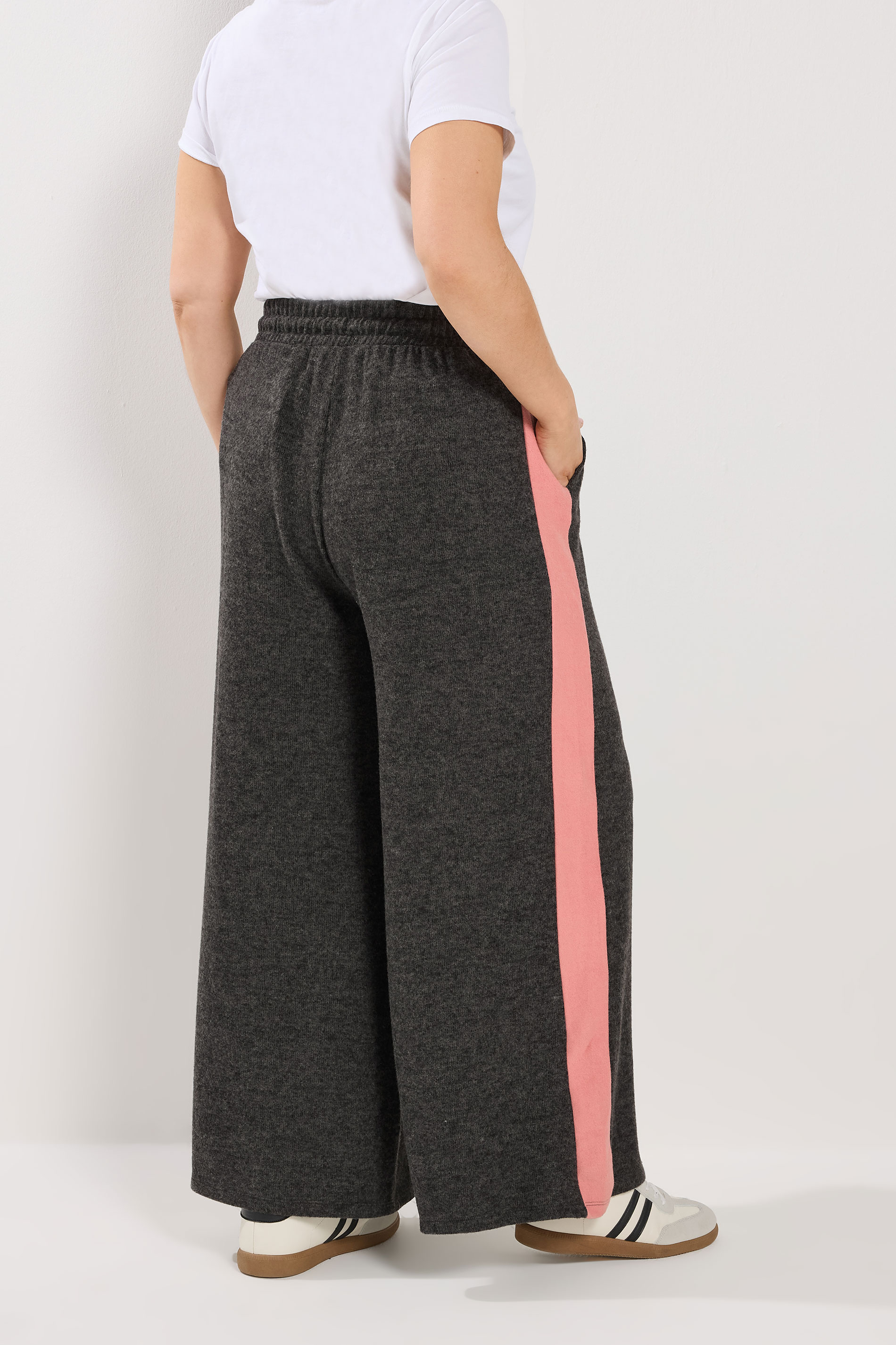 YOURS Plus Size Grey Side Stripe Trousers | Yours Clothing 2