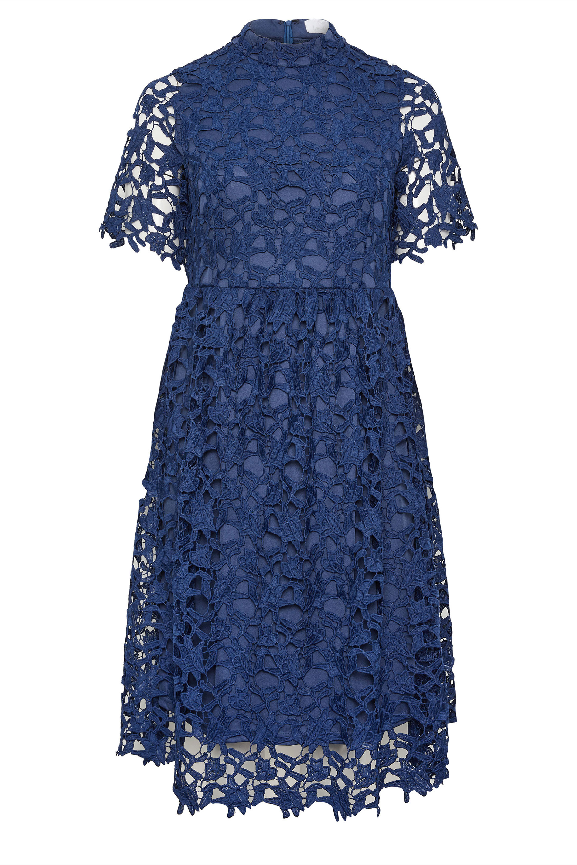 YOURS LONDON Plus Size Blue Crochet Lace Midi Dress | Yours Clothing 5