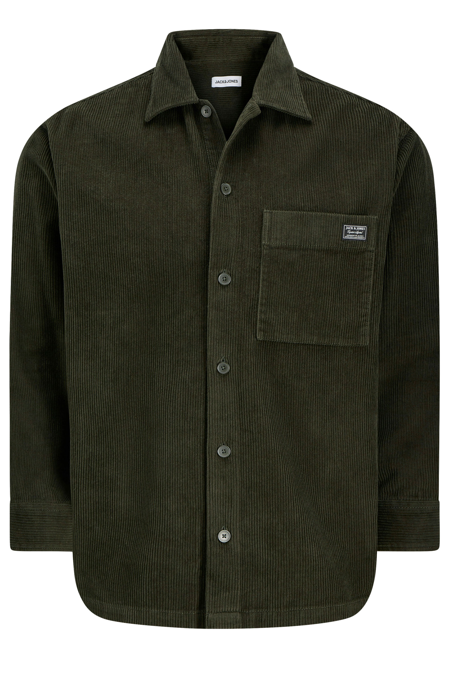 JACK & JONES Big & Tall Rosin Green Corduroy Overshirt | BadRhino 2