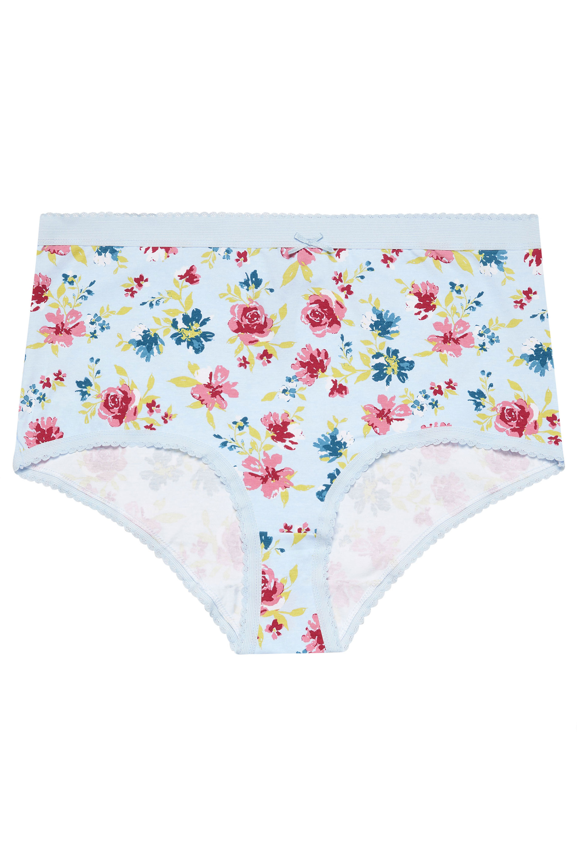 YOURS 5 PACK Plus Size Blue & Pink Floral Full Briefs | Yours Clothing 7