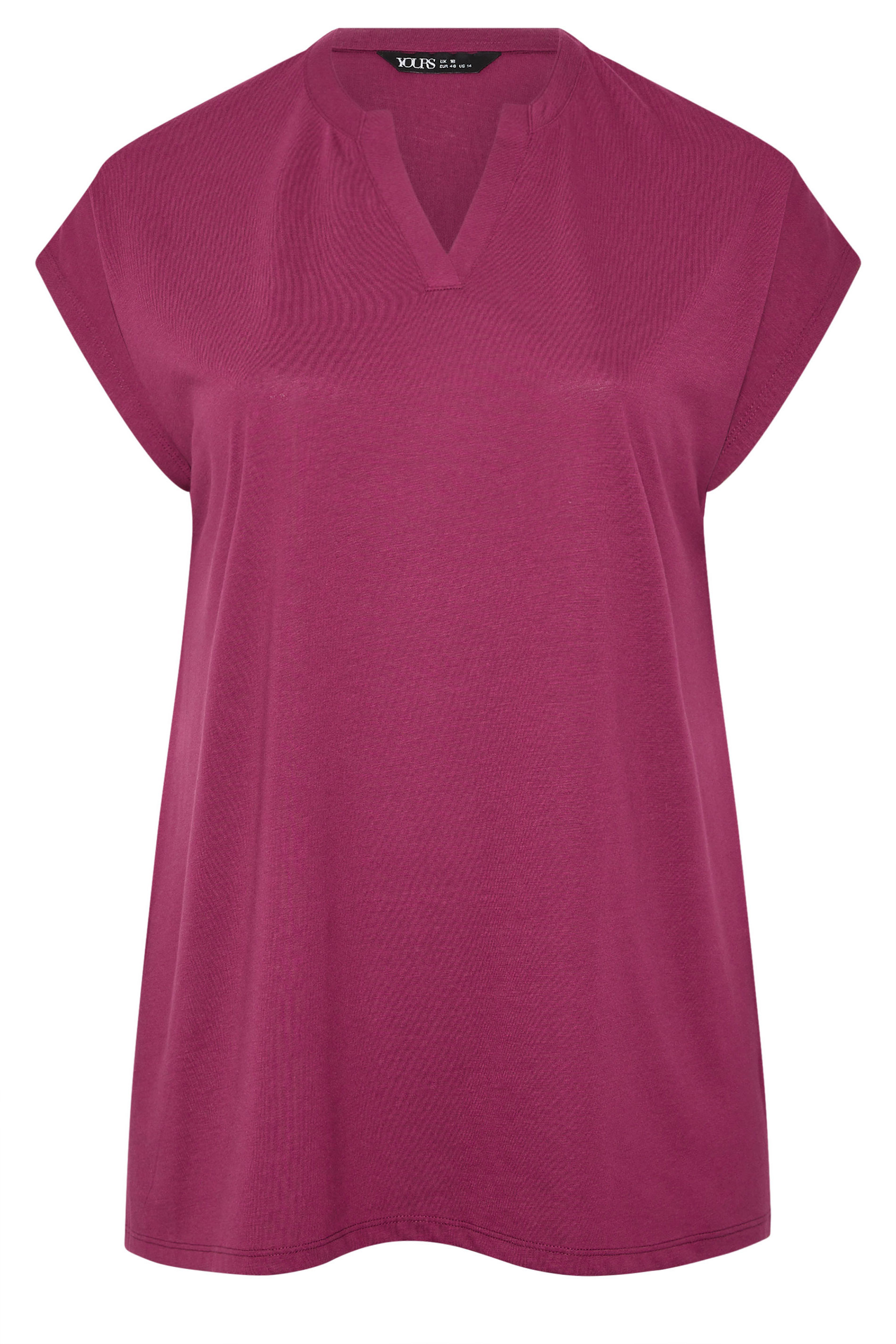 YOURS Plus Size Pink Notch Neck T-Shirt | Yours Clothing 5