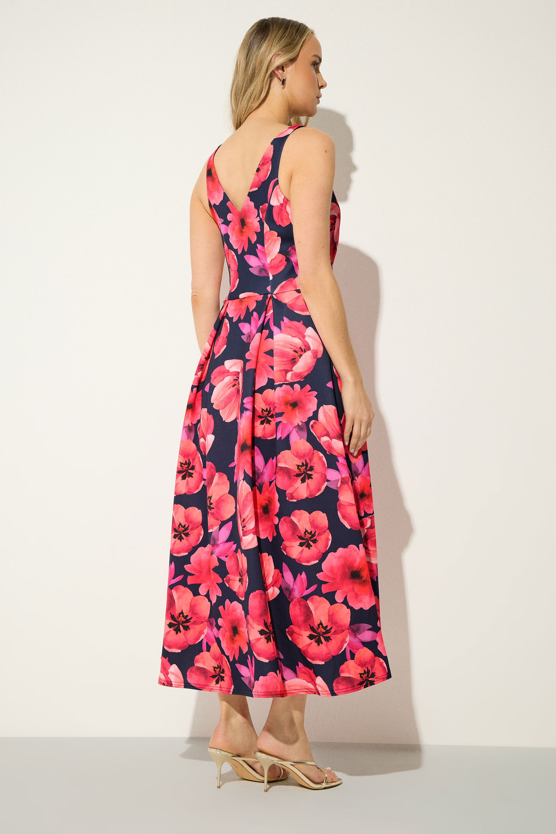 LTS Tall Women's Navy Blue Poppy Floral Midi Dress | Long Tall Sally 2