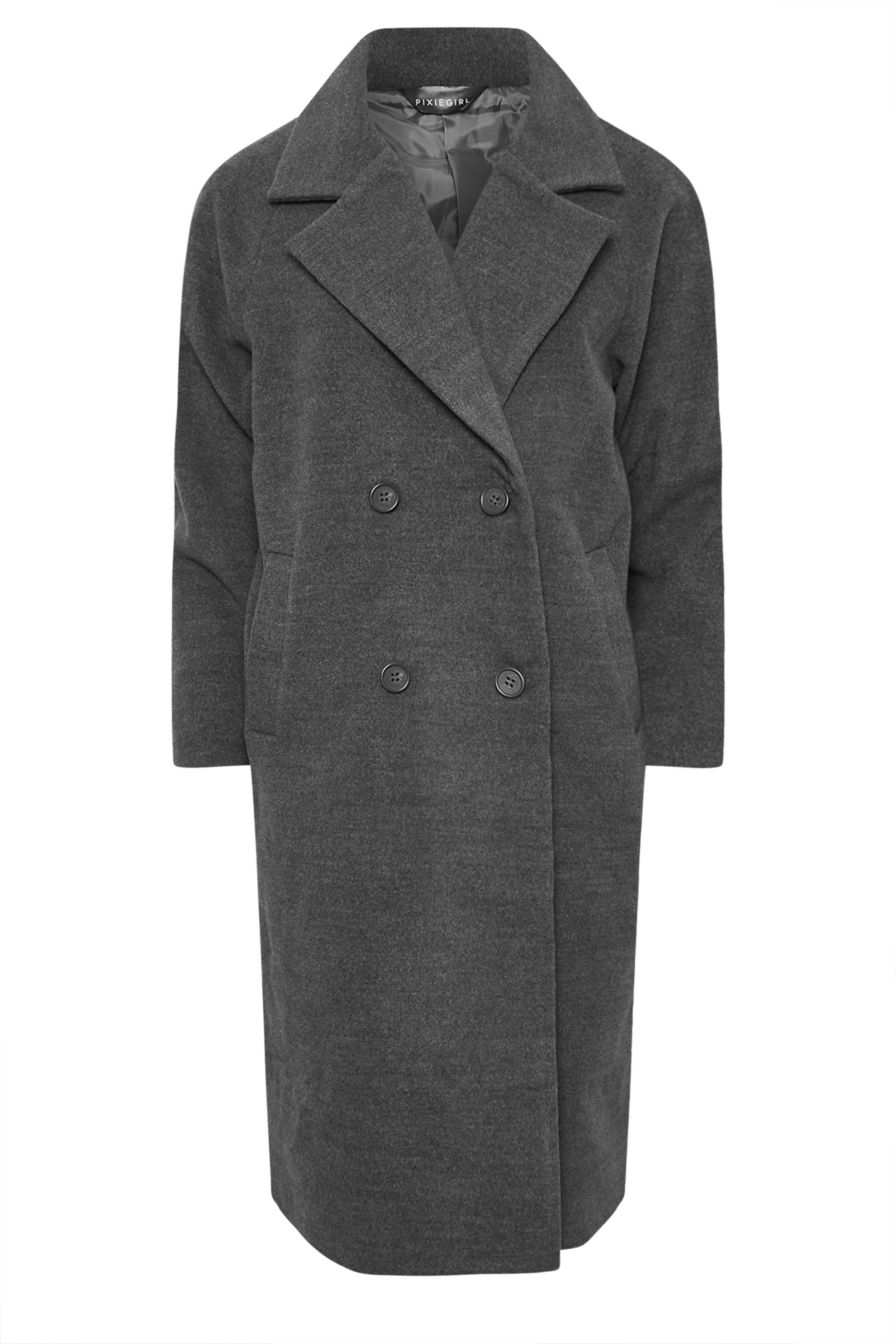PixieGirl Petite Women's Charcoal Grey Formal Midi Coat | PixieGirl 7