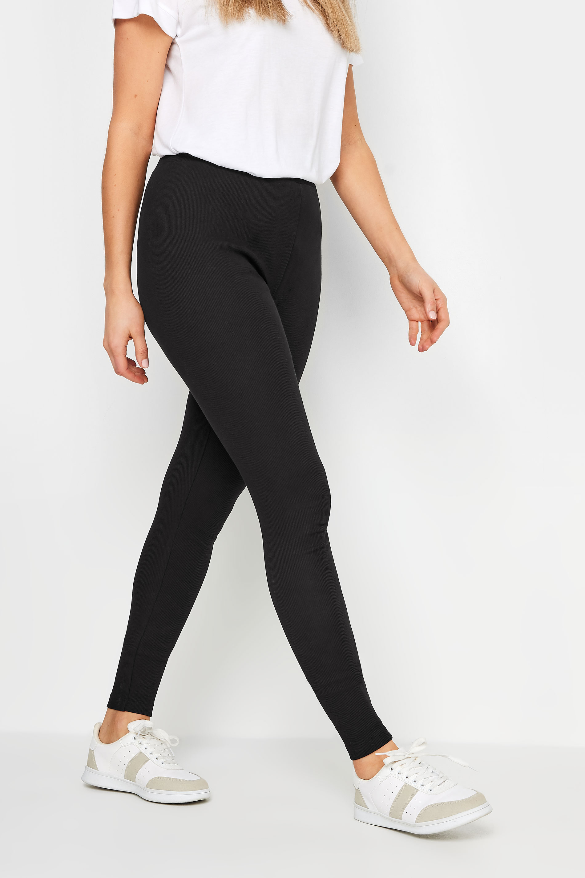 LTS Tall Women's Black High Waisted Ribbed Leggings | Long Tall Sally 1