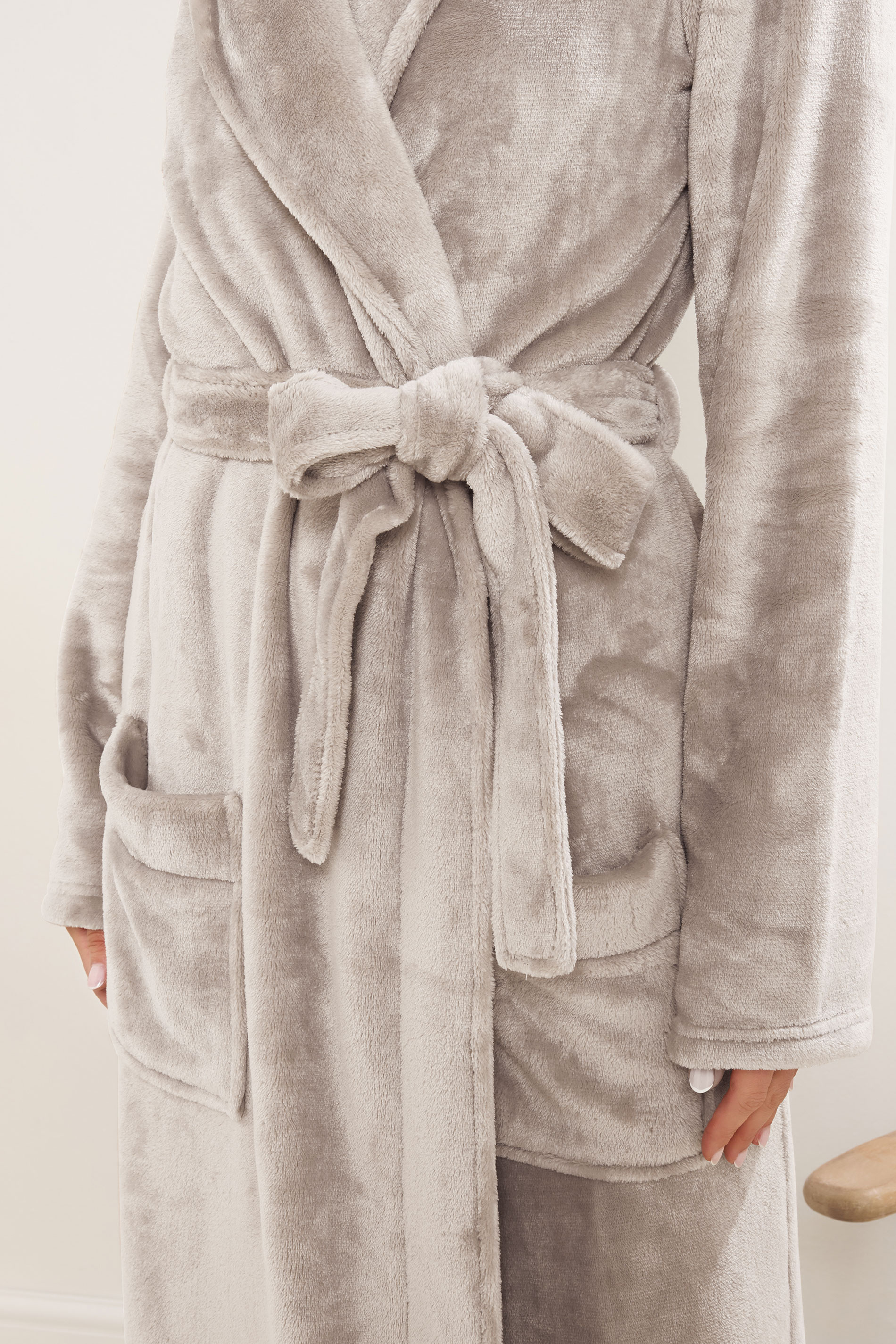 LTS Tall Stone Brown Super Luxe Maxi Dressing Gown | Long Tall Sally 4