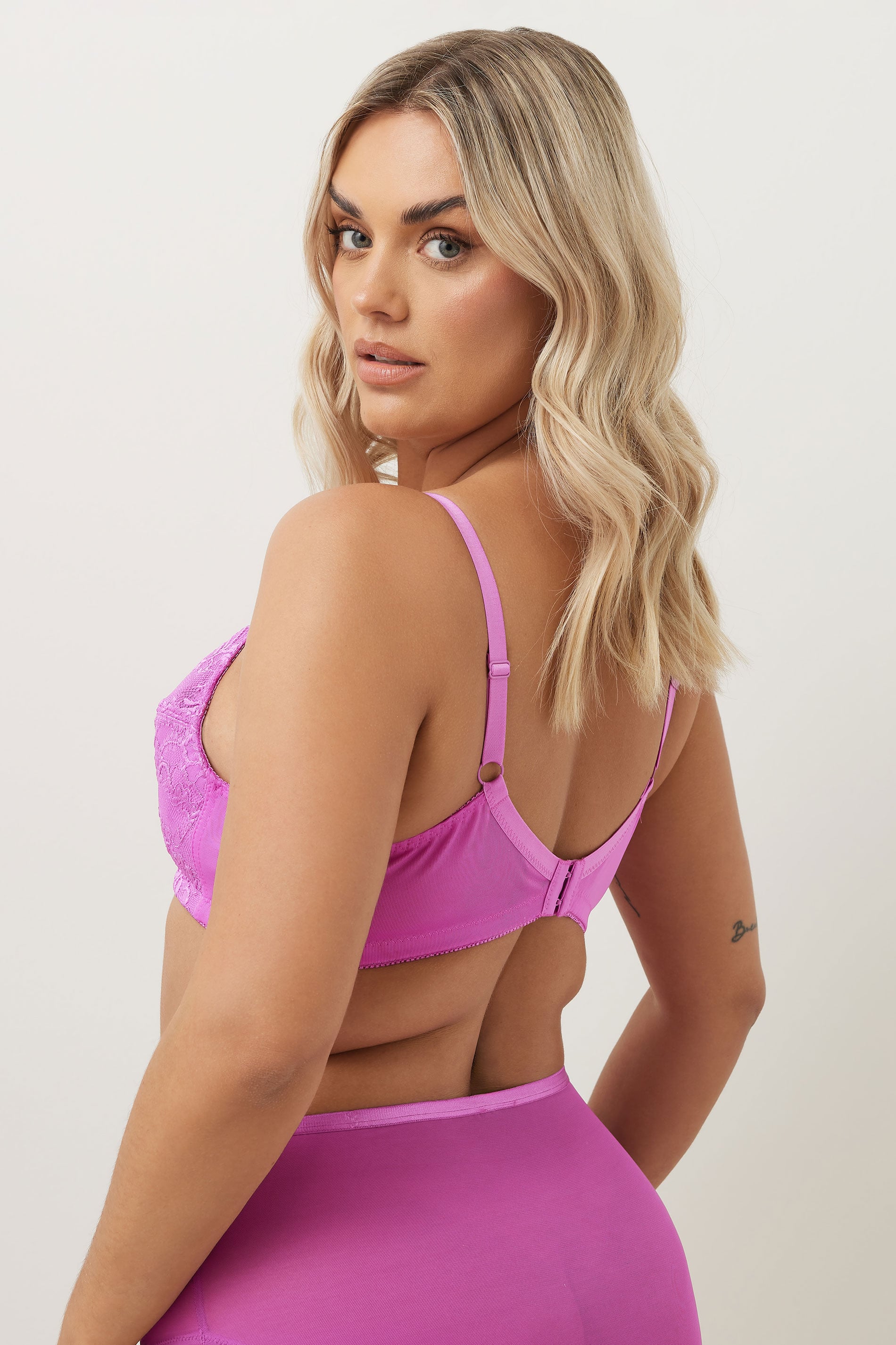 YOURS Plus Size Pink Lace Full Cup Bra | Yours Clothing 2