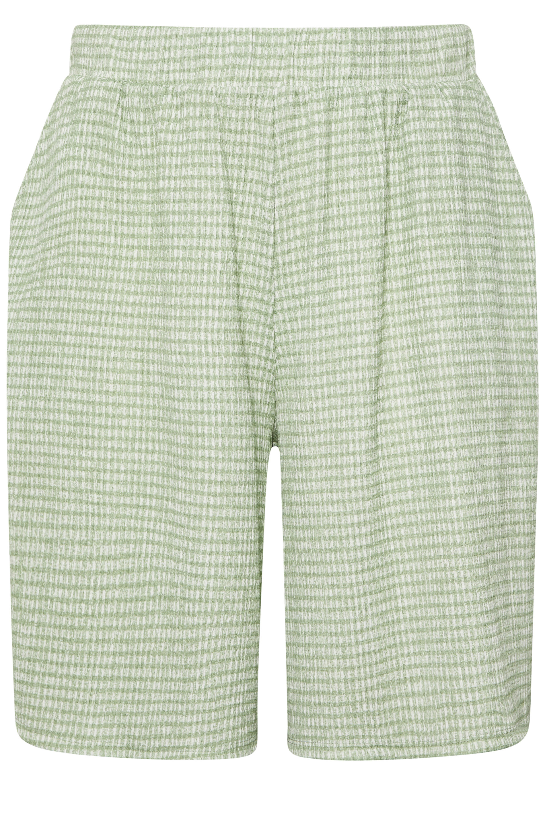 YOURS Plus Size Sage Green Gingham Textured Shorts | Yours Clothing 5