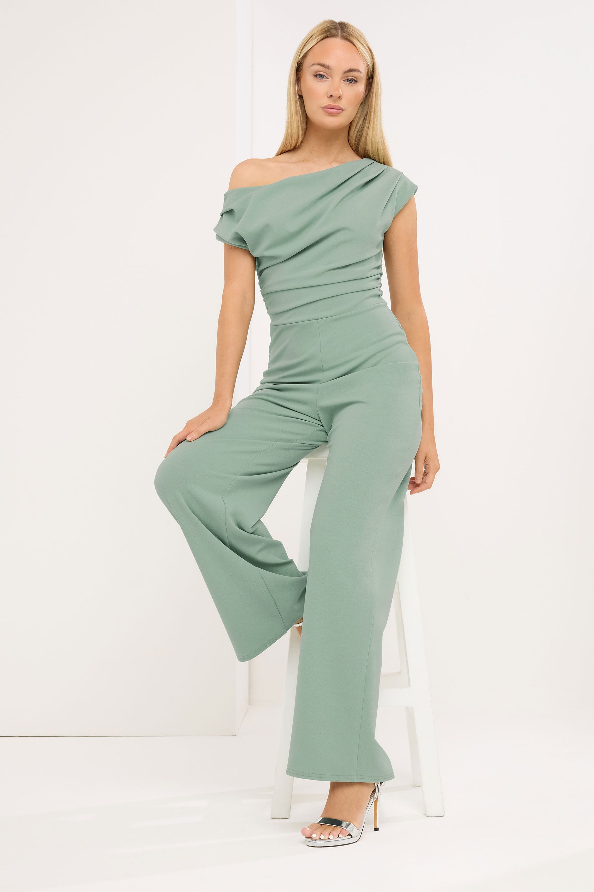 STAR Sage Green Wide Leg Draped Jumpsuit | StarBYJM 1