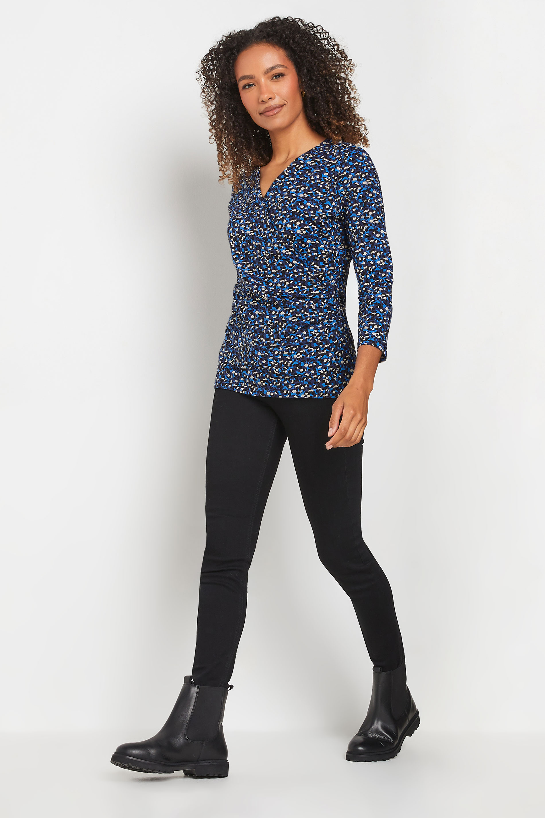 M&Co 2 PACK Blue & Black Animal Print Wrap Tops | M&Co 2