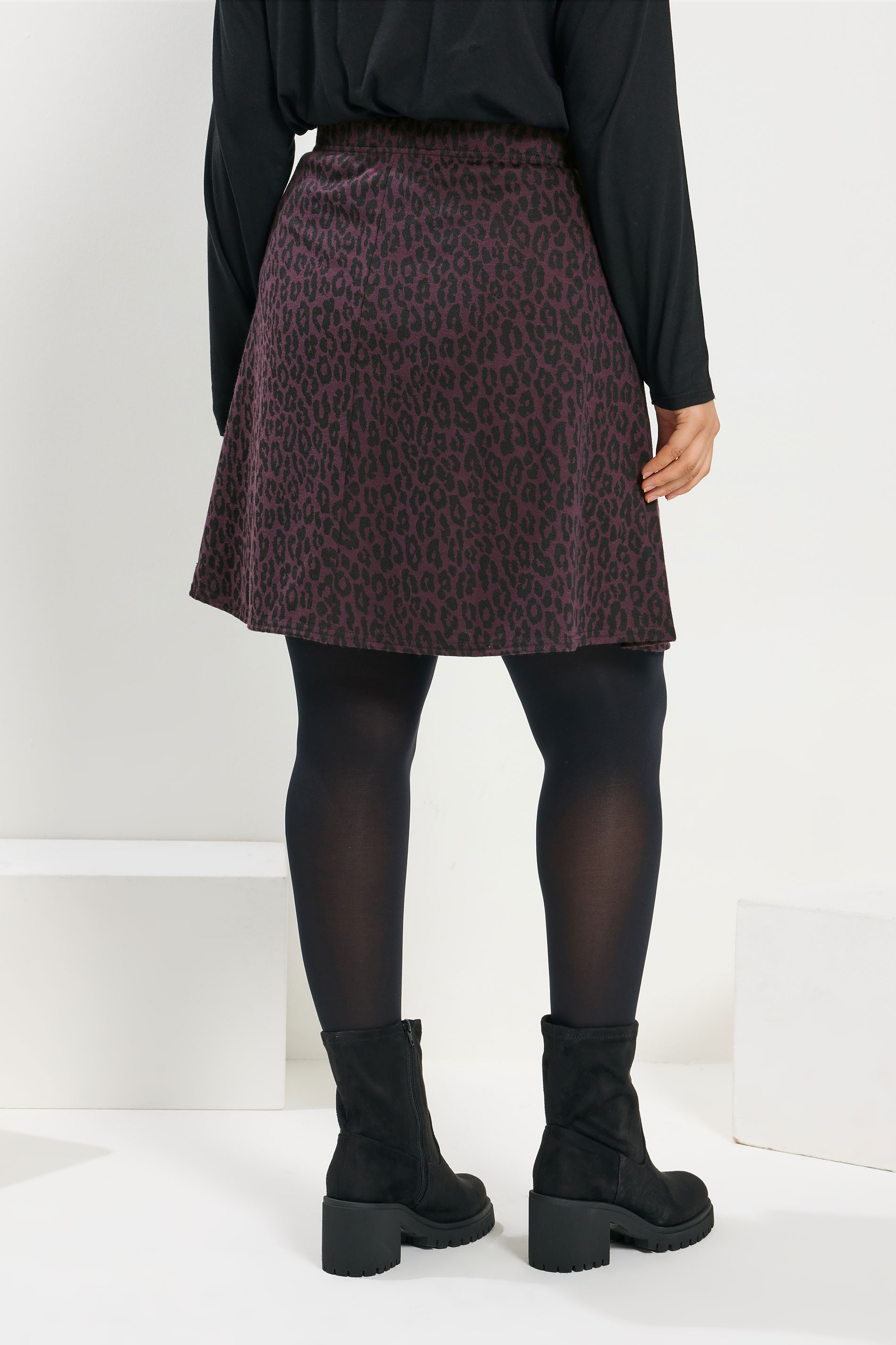 YOURS Plus Size Purple Leopard Button Front Mini Skirt | Yours Clothing 2