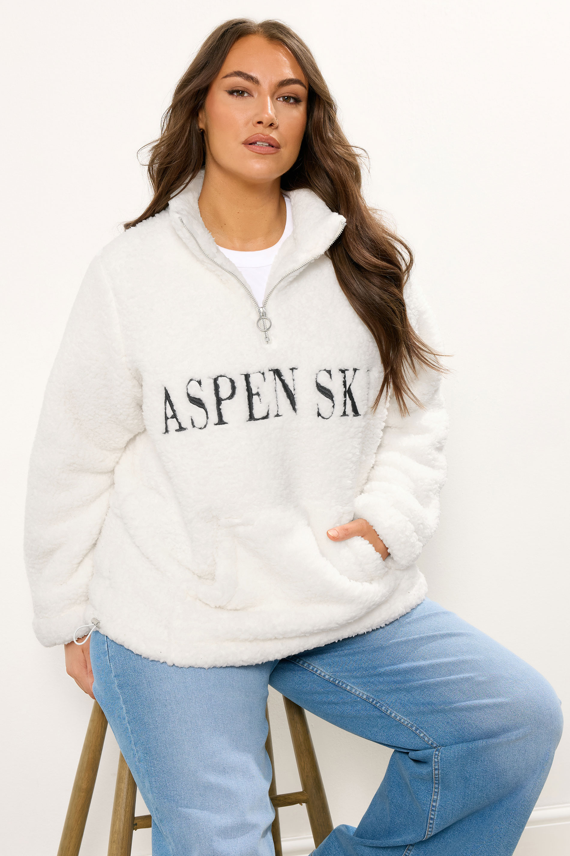 YOURS Plus Size Cream 'Aspen Ski' Teddy Borg Fleece | Yours Clothing 3