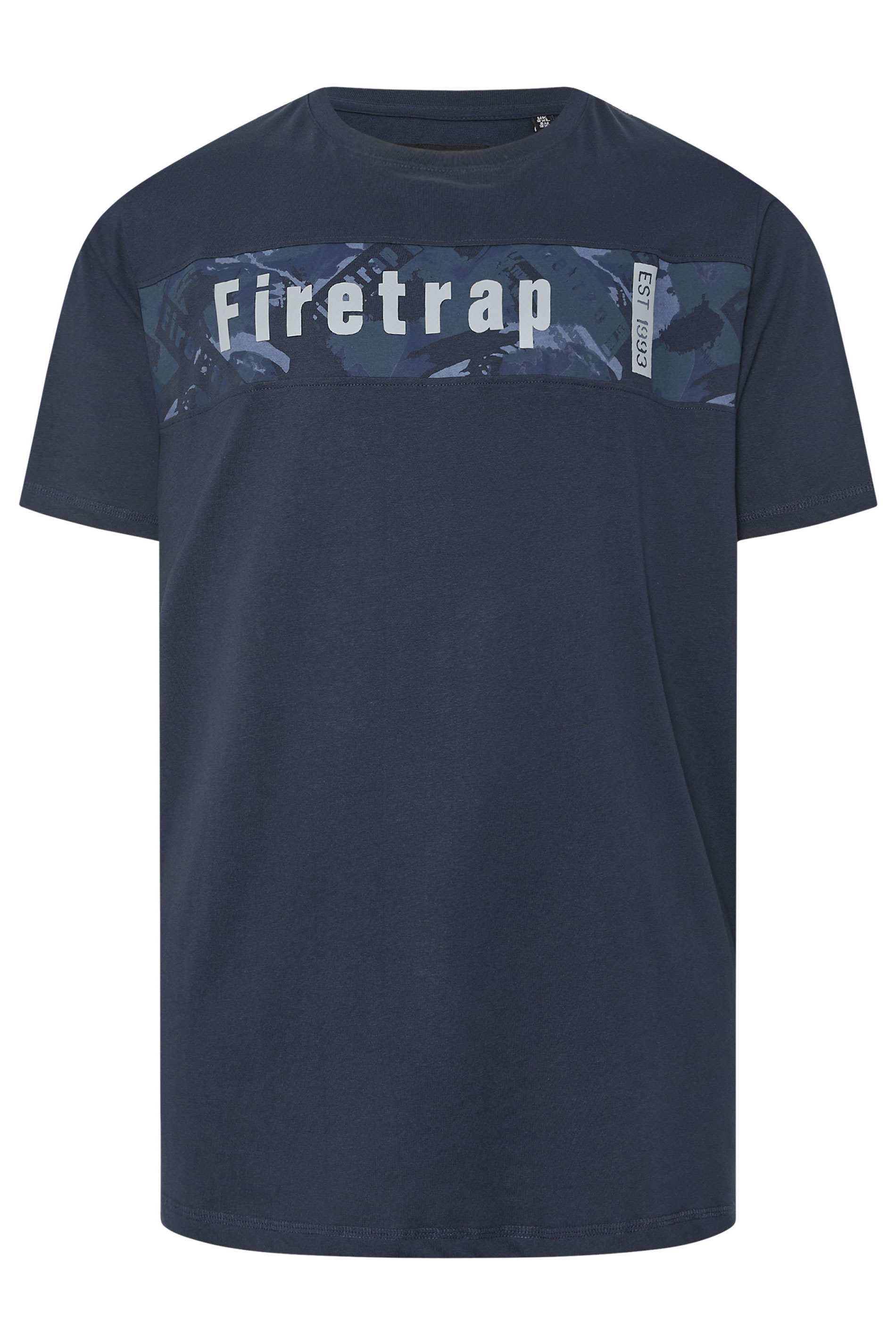 FIRETRAP Big & Tall Navy Blue Logo Print T-Shirt | BadRhino 2