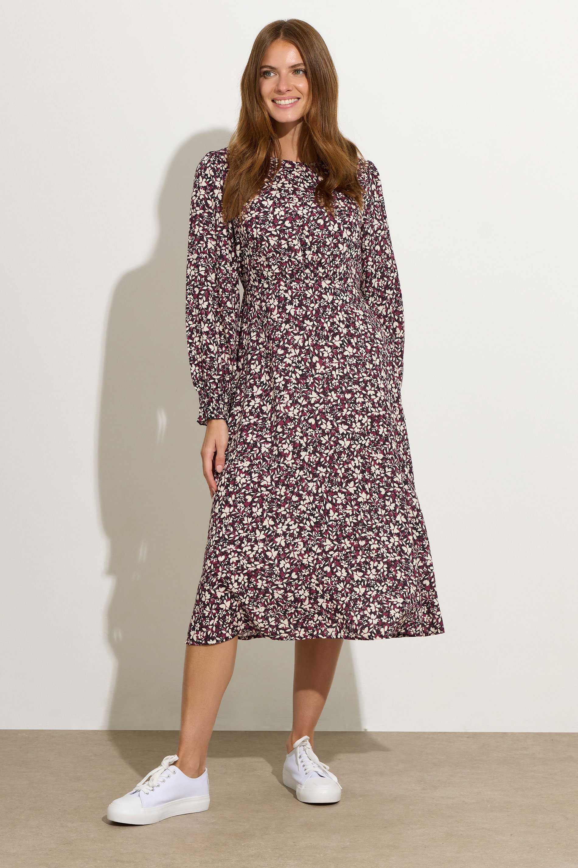 M&Co Red Ditsy Floral Print Midi Dress | M&Co 2