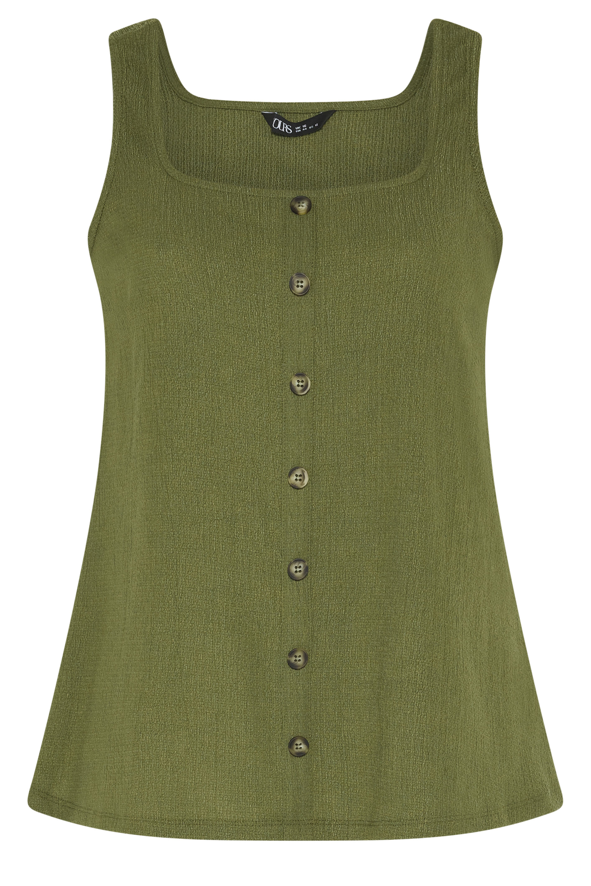 YOURS Plus Size Khaki Green Button Vest | Yours Clothing 6