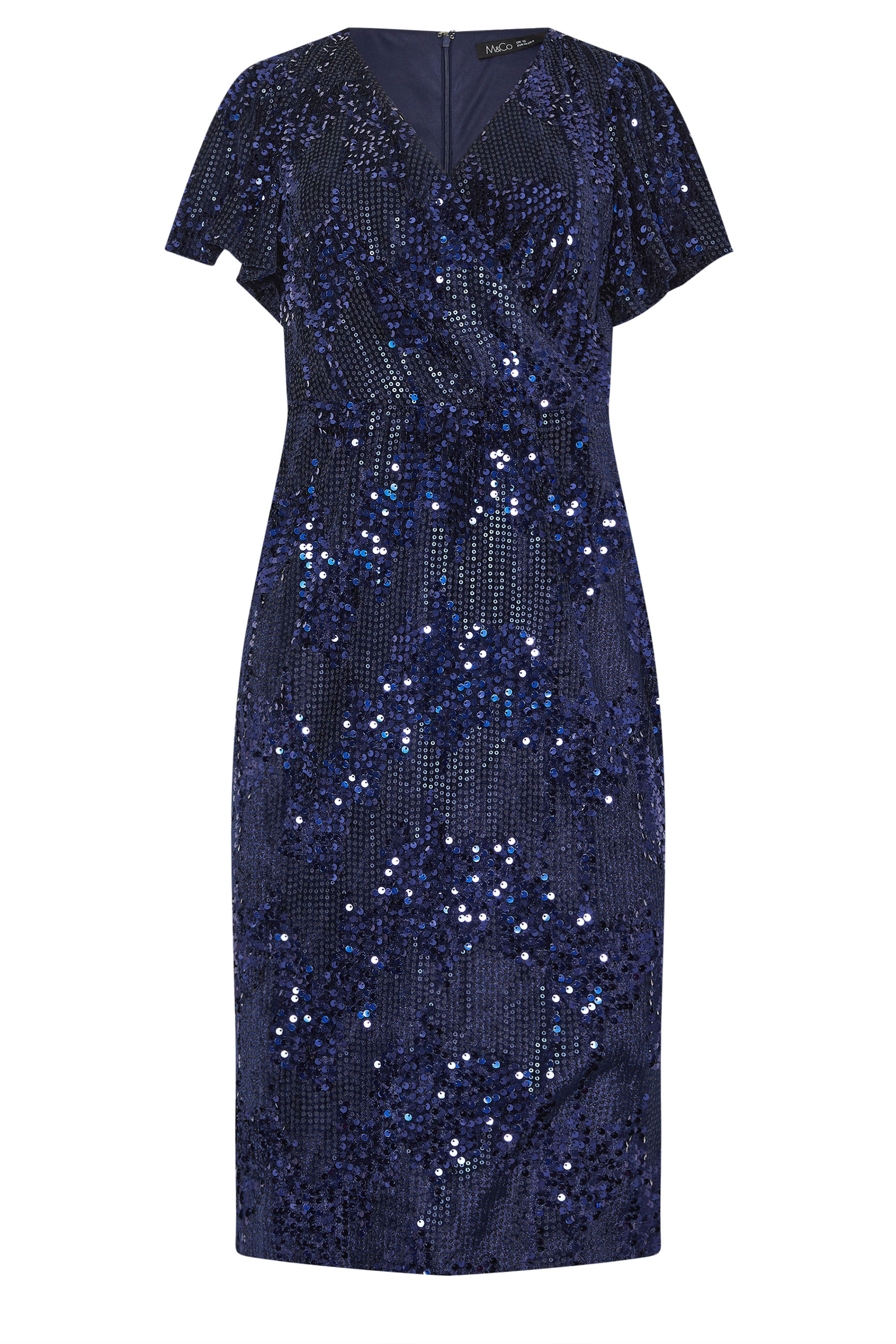 M&Co Blue Mixed Sequin Wrap Midi Dress | M&Co 6