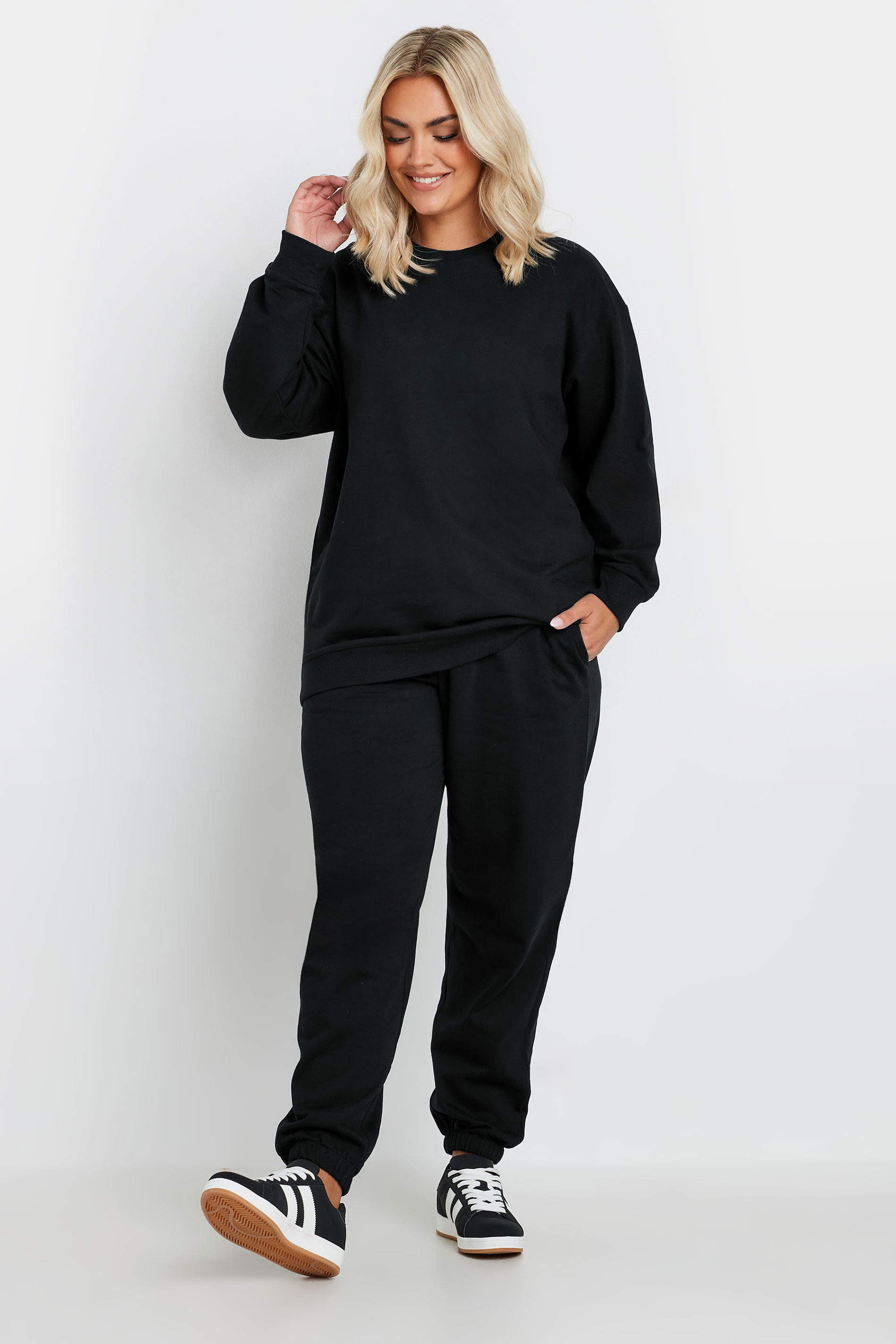 YOURS Plus Size Black Jogger Set | Yours Clothing 3