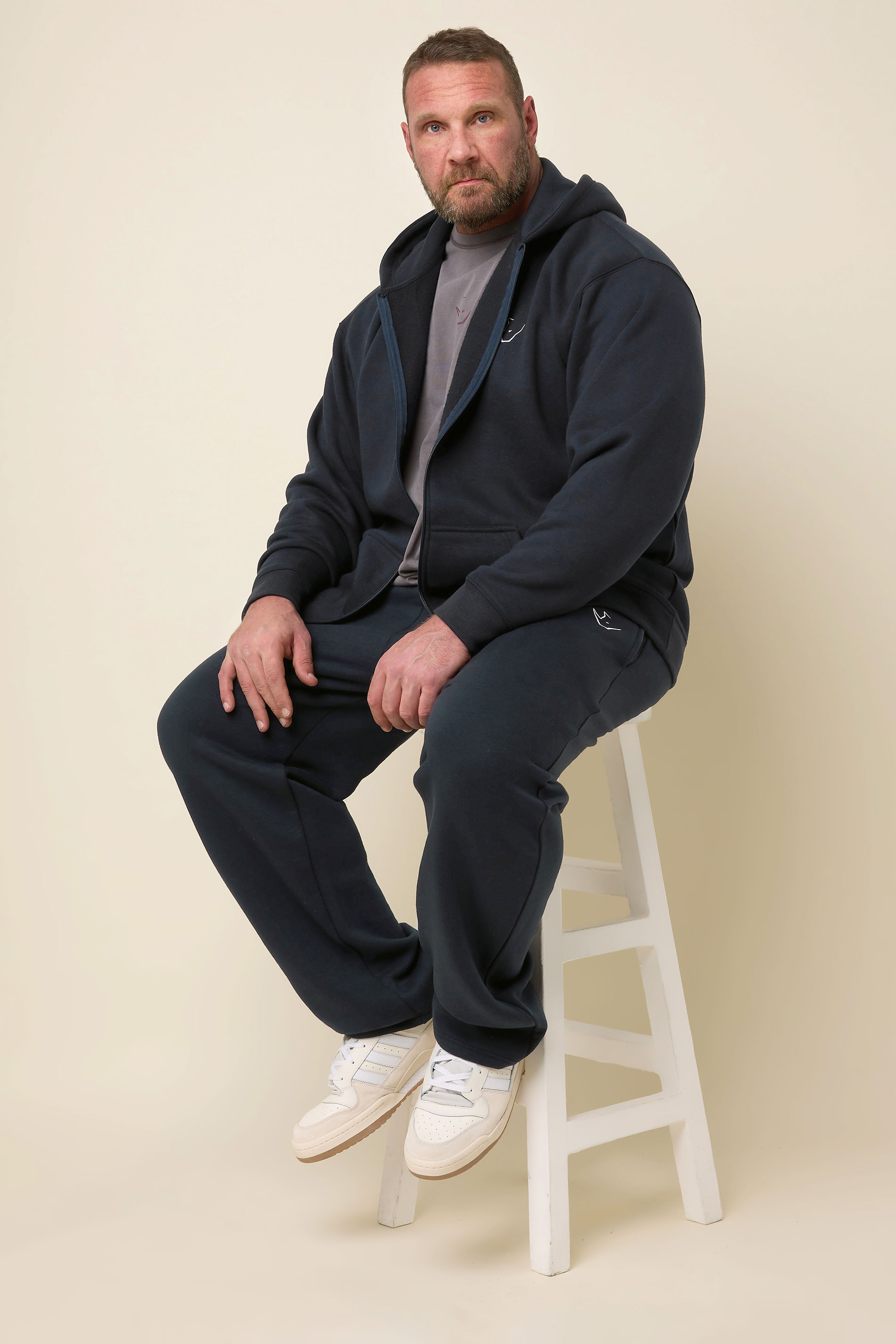 IronRhino Big & Tall Navy Blue 'Rest Day' Zip Through Hoodie | BadRhino 2