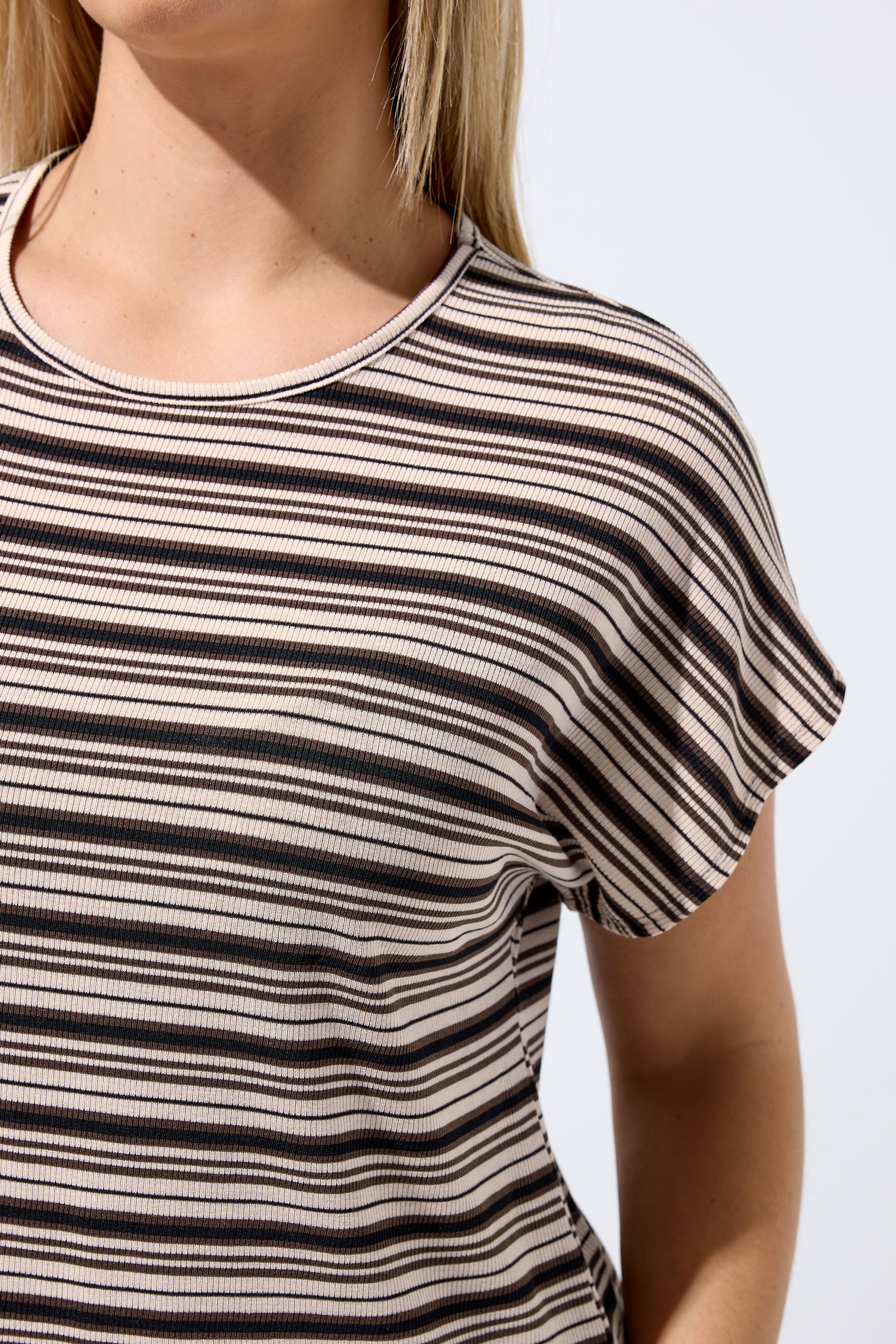 LIMITED COLLECTION Plus Size Brown Stripped Ribbed T-Shirt | Yours Clothing 4