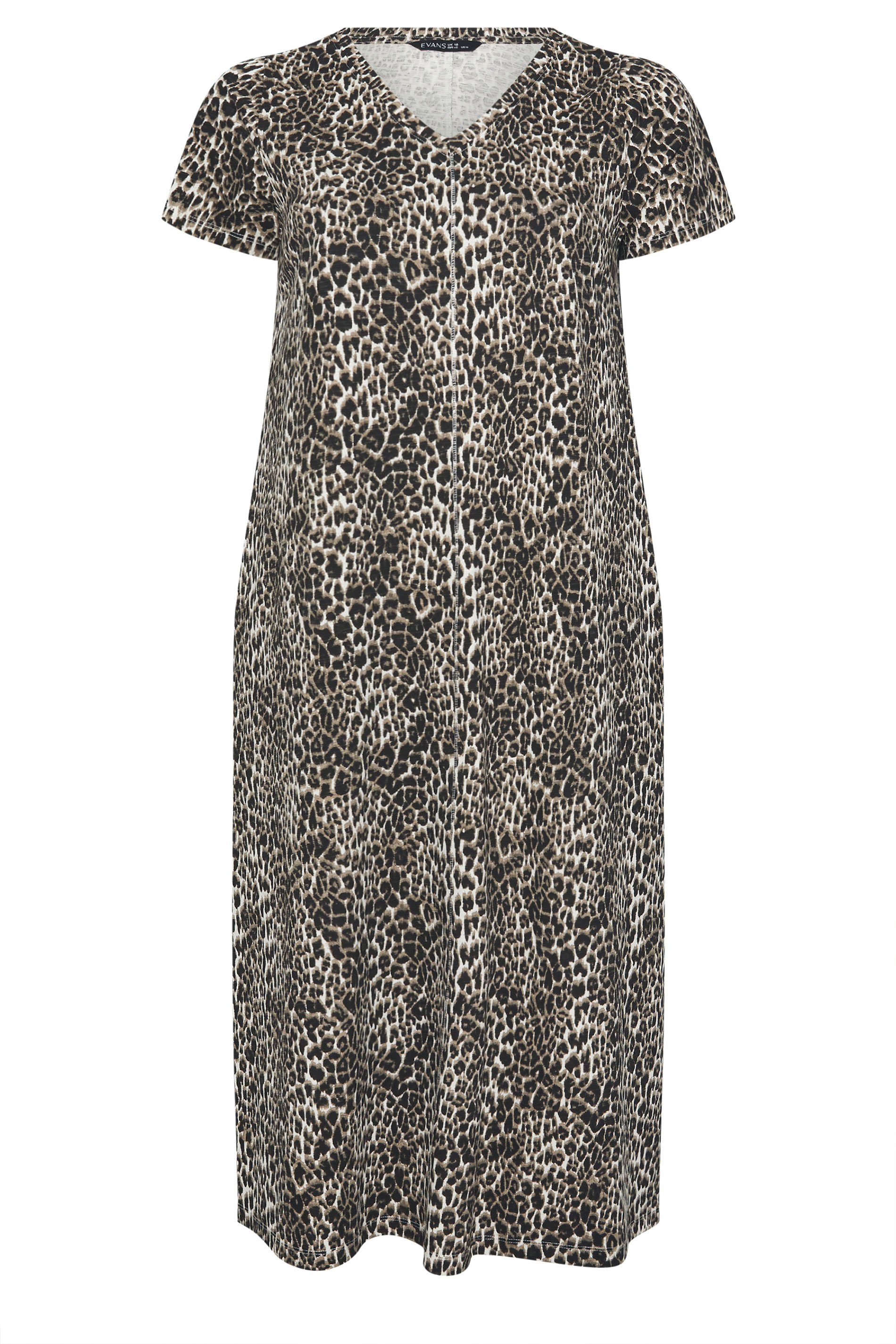 EVANS Plus Size Natural Brown Leopard Print Cotton Dress | Evans  6