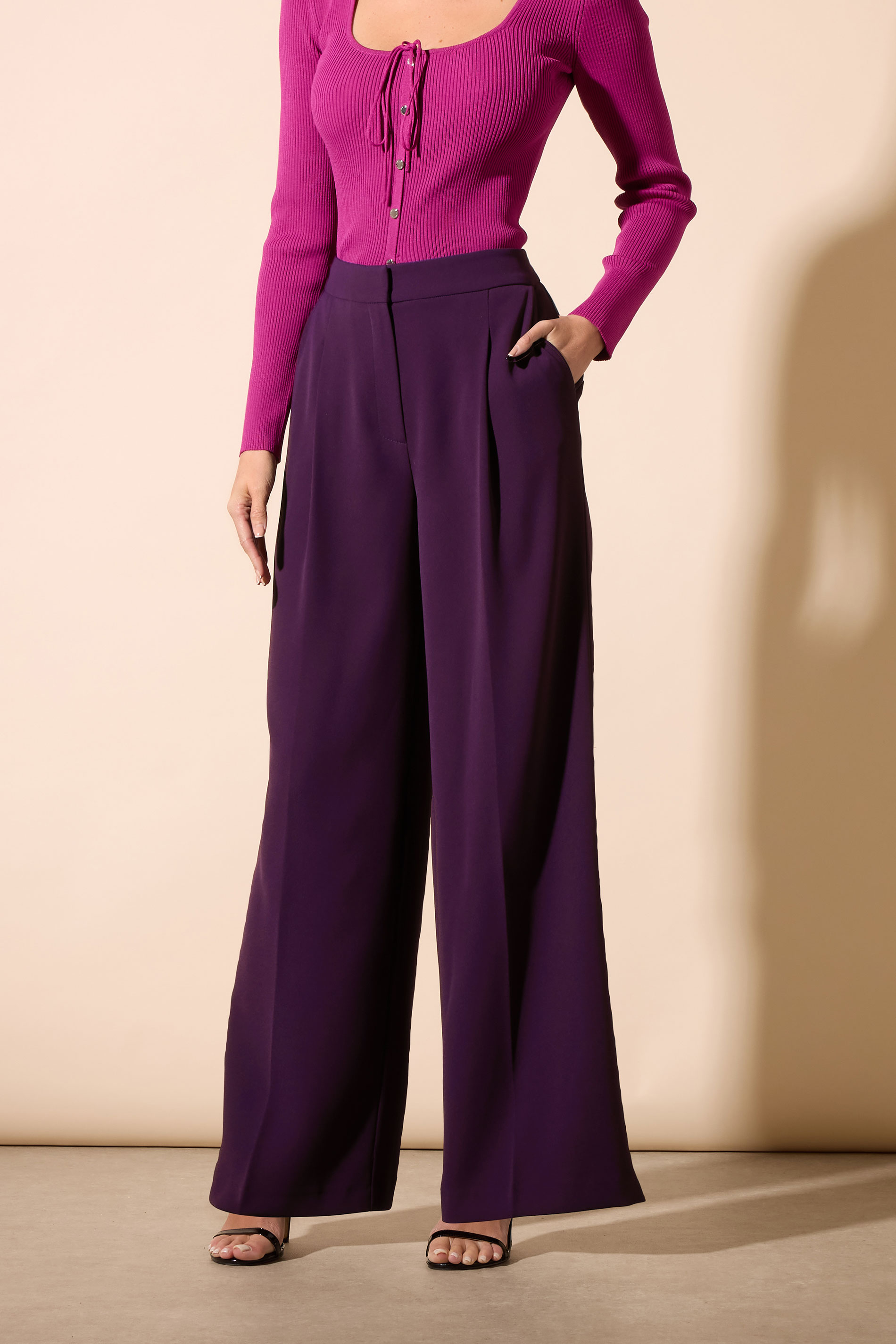 STAR Purple Tailored Pleated Front Trousers | StarByJM 1
