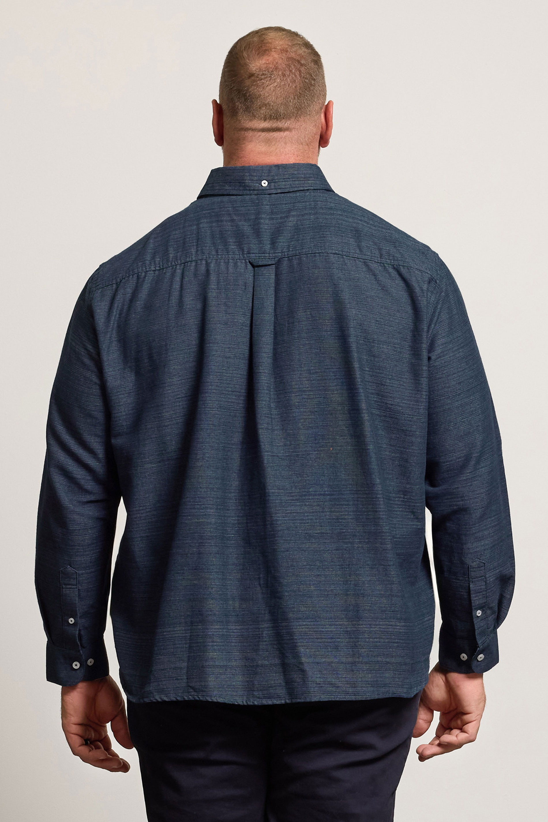 BadRhino Big & Tall Navy Blue Long Sleeve Slub Shirt | BadRhino 5
