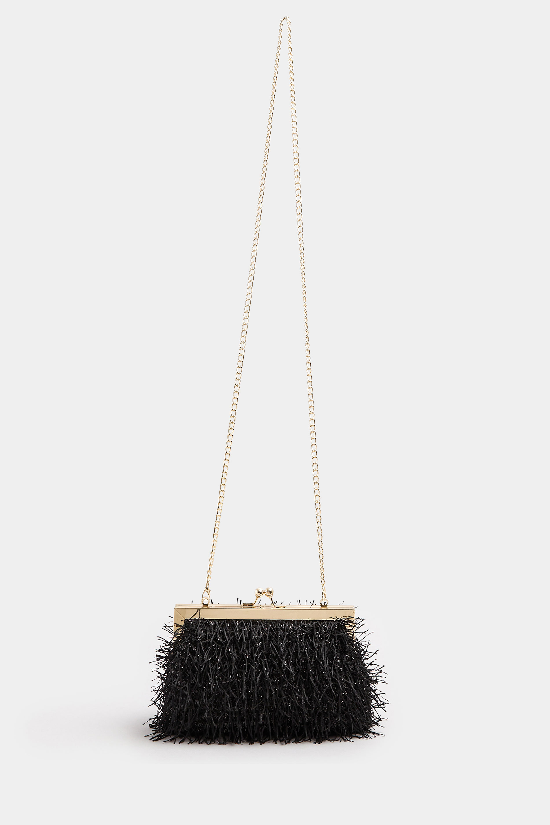 Black Eyelash Clutch Bag | Yours Clothing 3