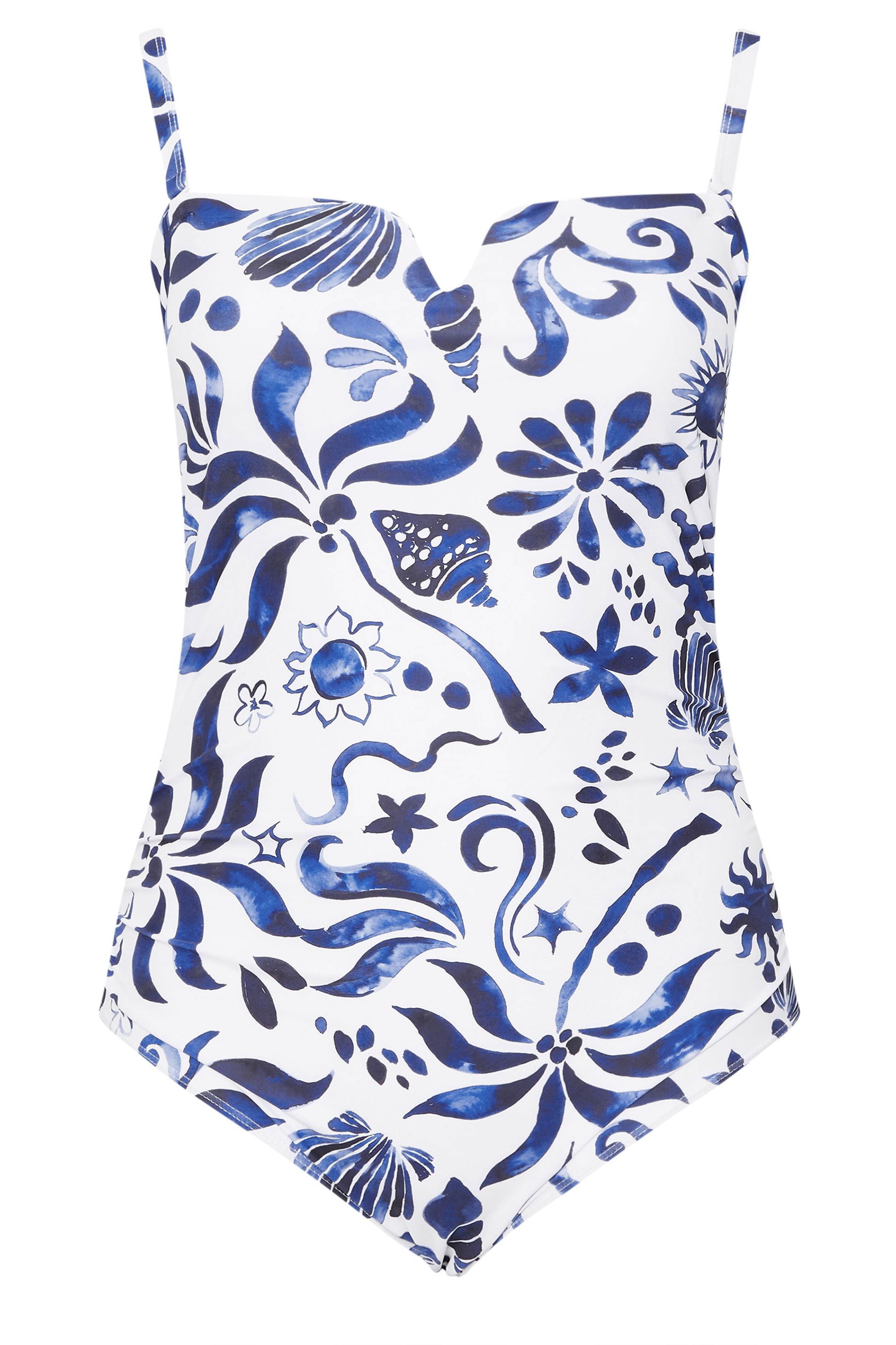 YOURS Plus Size White Abstract Floral Print Swimsuit | Yours Clothing 7