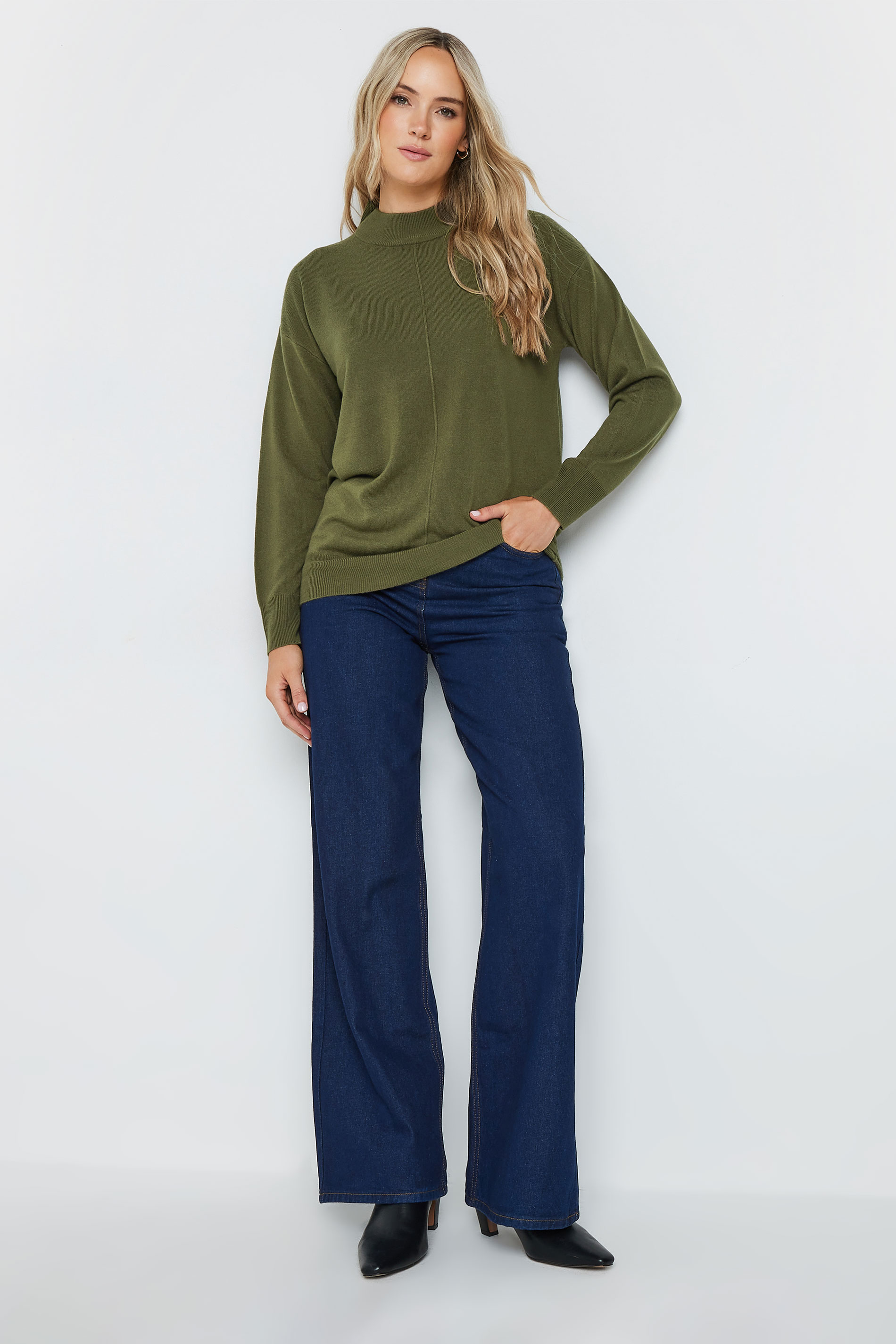 LTS Tall Olive Green Turtle Neck Jumper | Long Tall Sally 1
