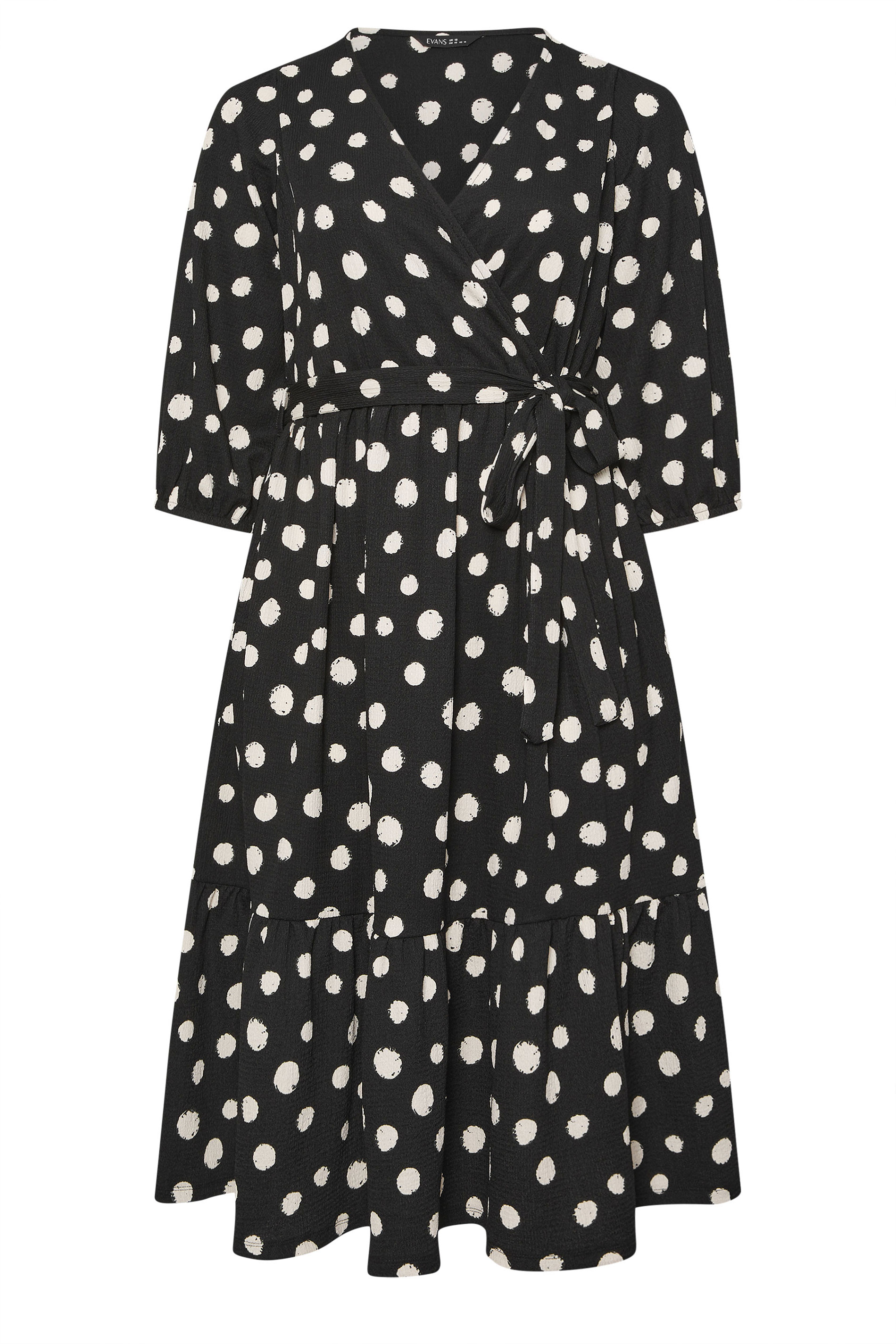 EVANS Plus Size Black Polka Dot Jersey Wrap Dress | Evans 5