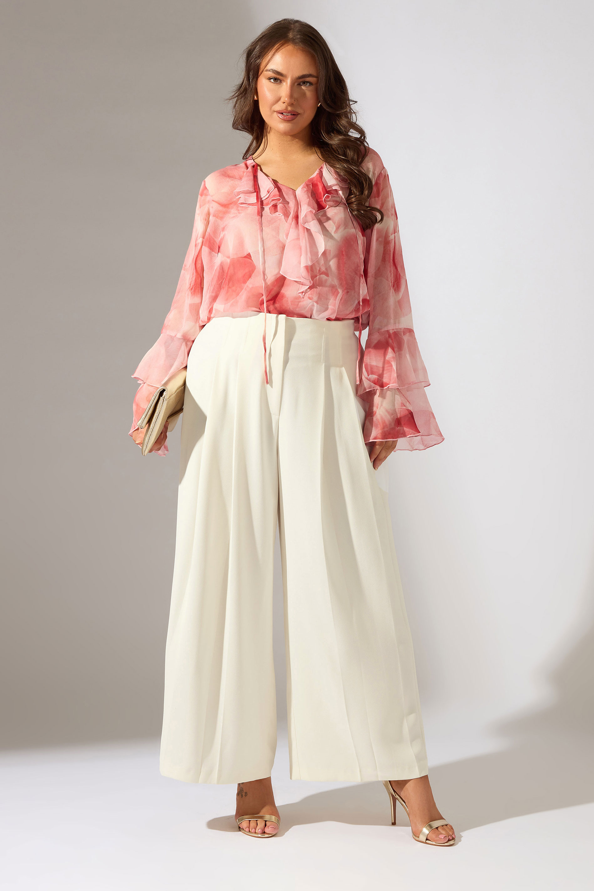 EVANS Plus Size Ivory White Premium Pleat Front Occasion Trousers | Evans 1
