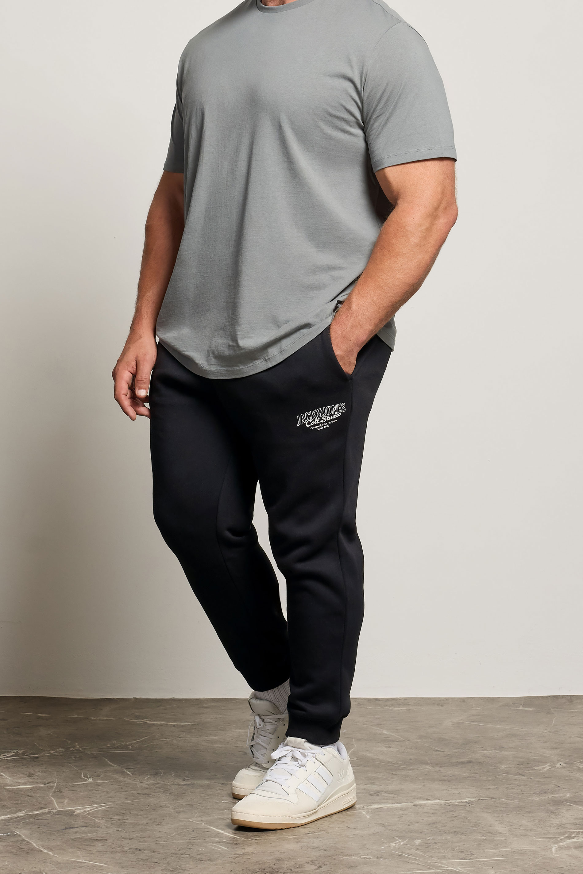 JACK & JONES Big & Tall Black Printed Joggers | BadRhino 3