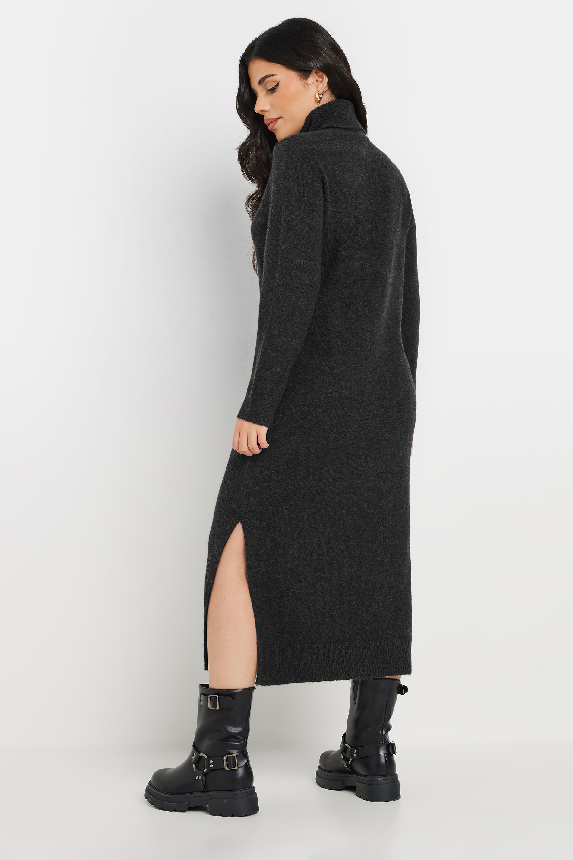 PixieGirl Petite Women's Black Knitted Roll Neck Jumper Dress | PixieGirl 5
