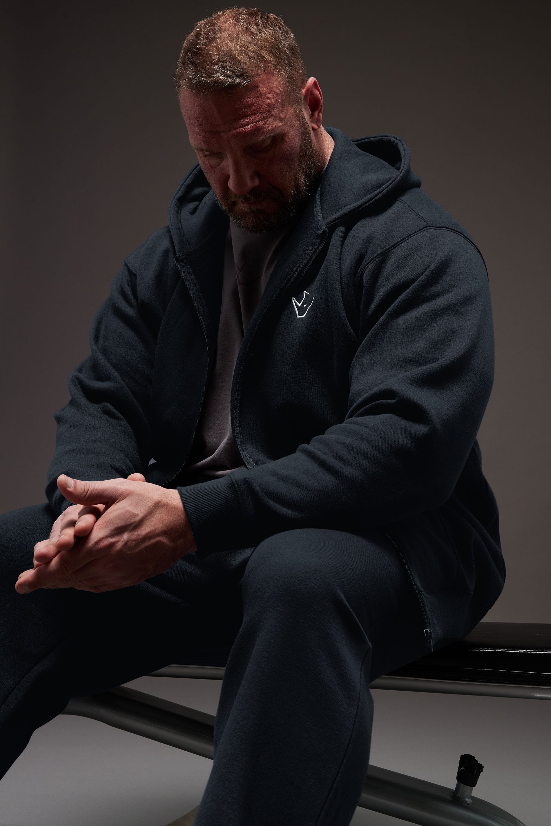 IronRhino Big & Tall Navy Blue 'Rest Day' Zip Through Hoodie | BadRhino 3