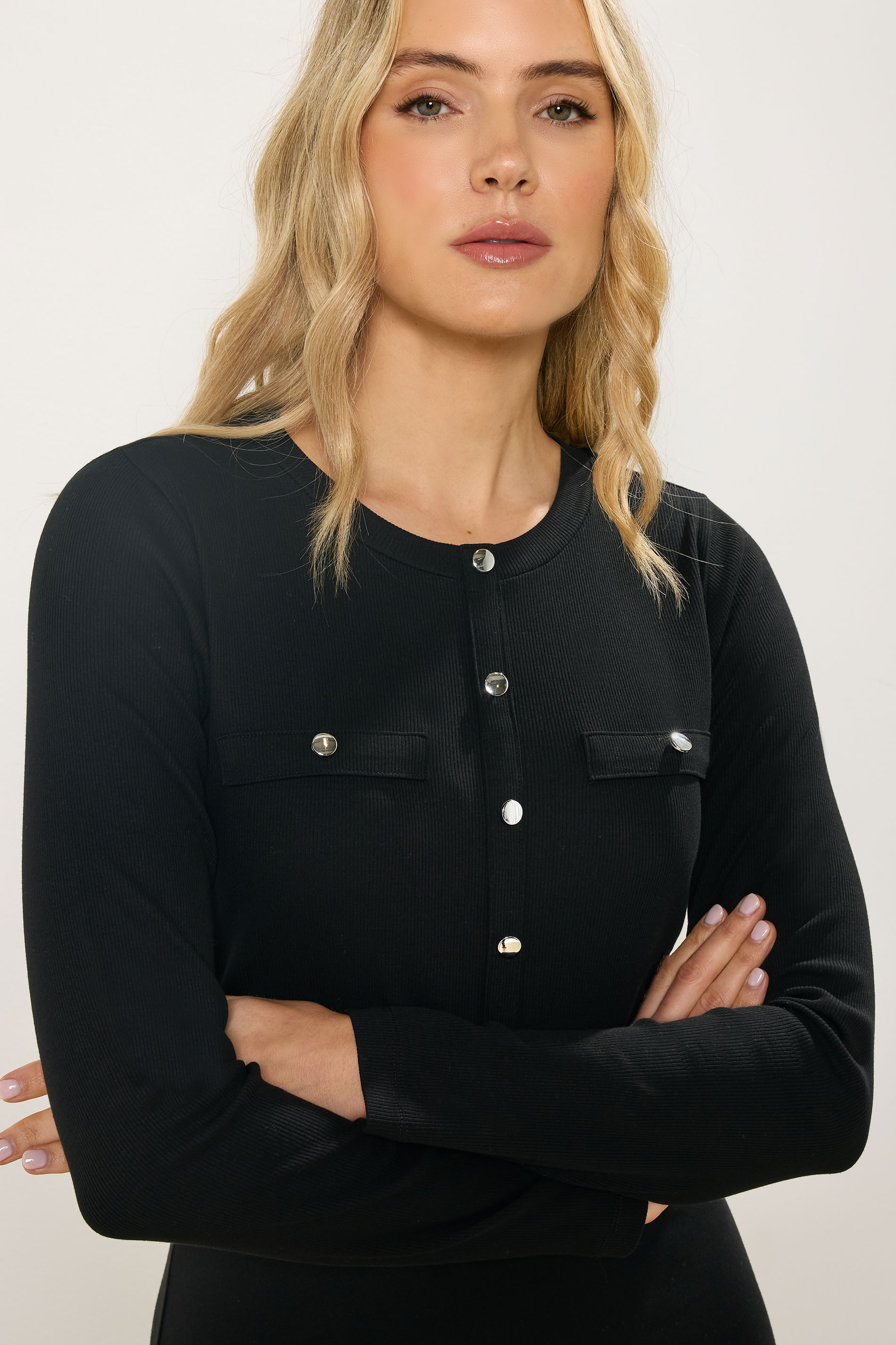 LTS Tall Black Button Detail A-Line Midaxi Dress | Long Tall Sally  5