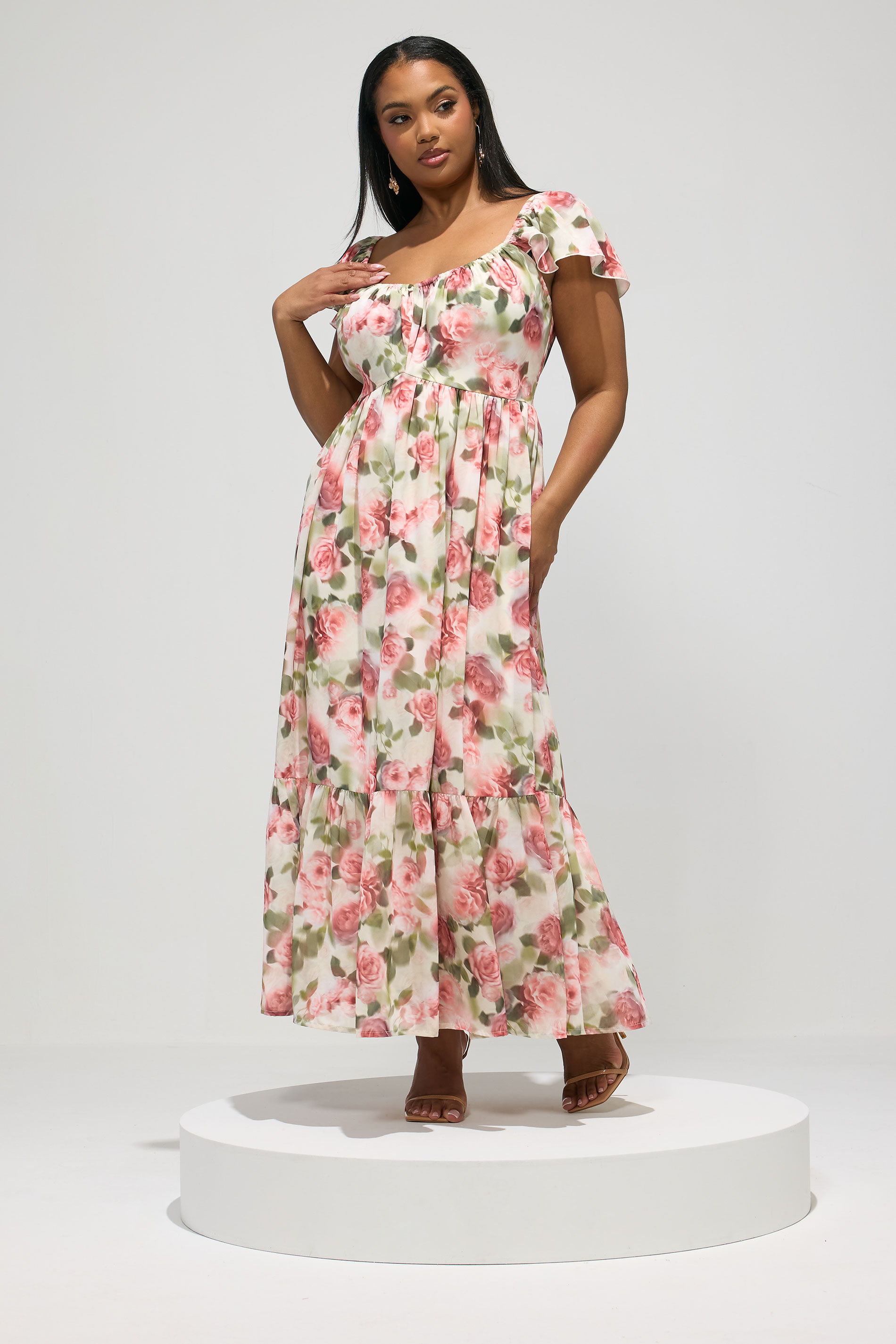 YOURS LONDON Plus Size White Floral Tiered Smock Dress | Yours Clothing 1