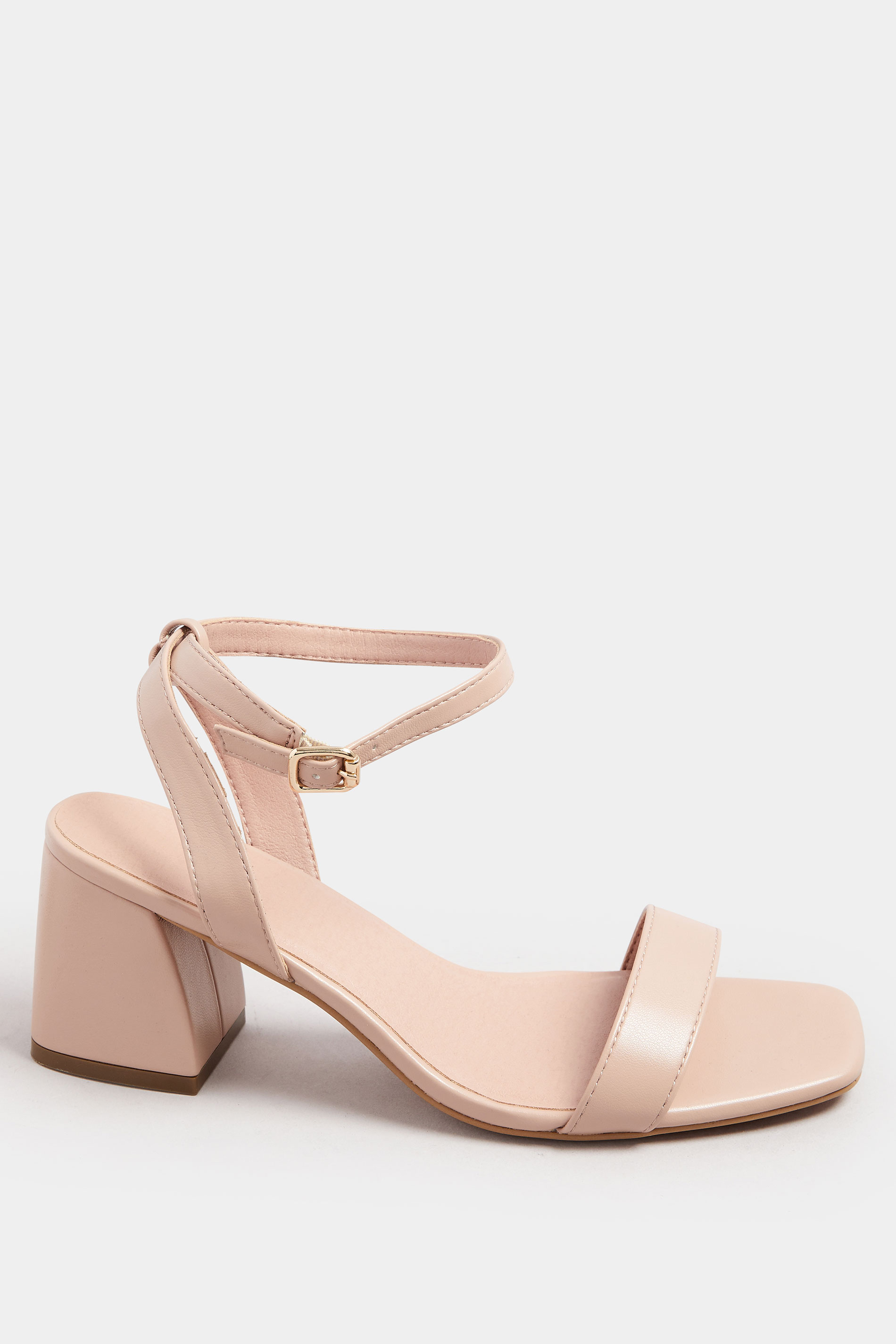 Nude Faux Leather Block Heel Sandals In Extra Wide EEE Fit | Yours Clothing 2