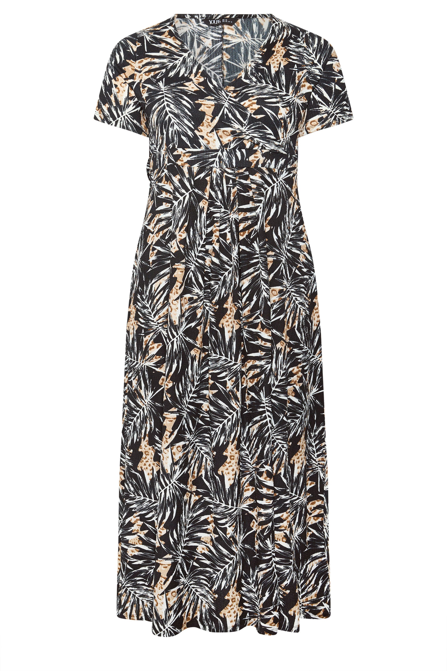 YOURS Plus Size Black Leaf Print Wrap Front Maxi Dress | Yours Clothing 5