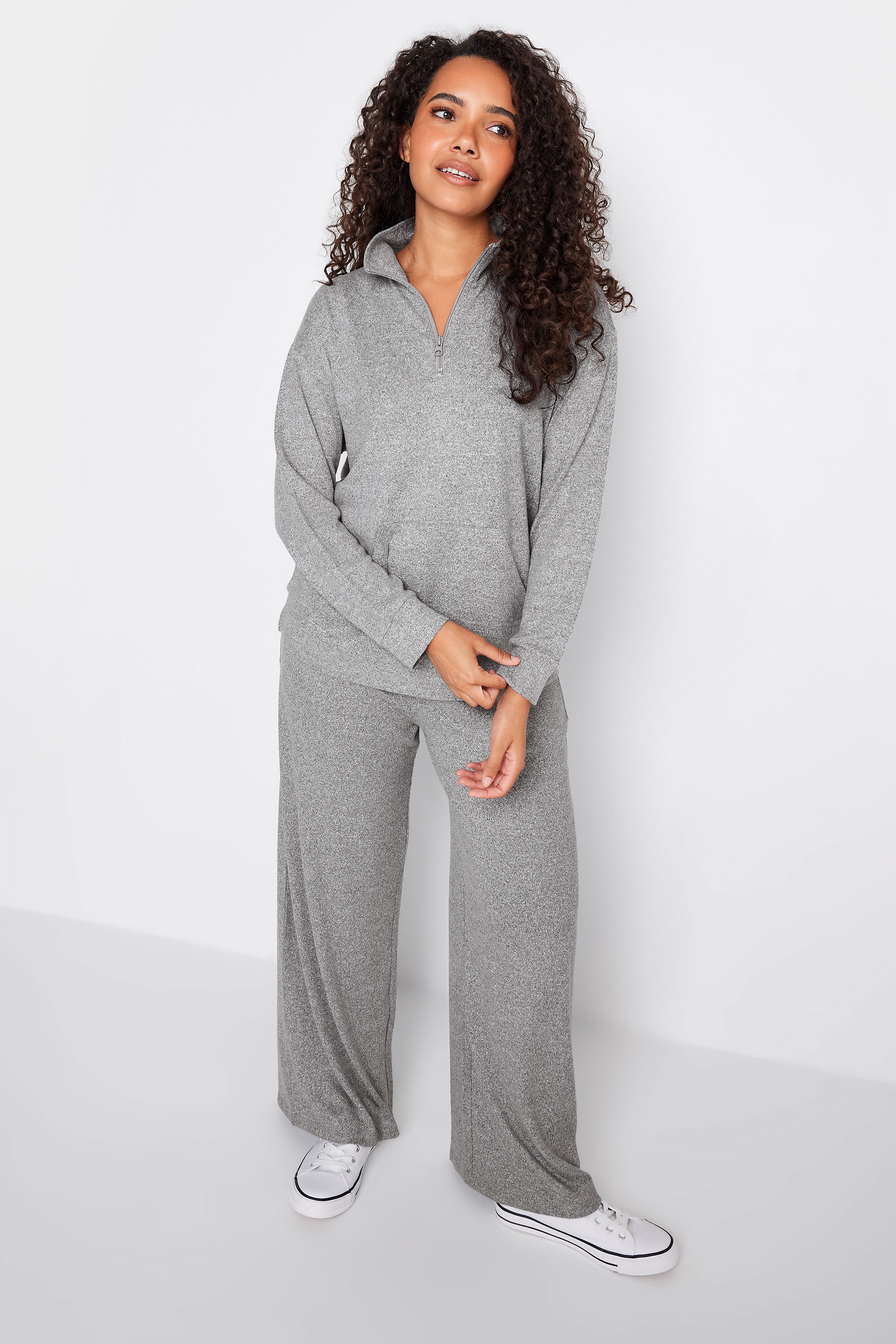 M&Co Grey Soft Touch Zip Lounge Top | M&Co